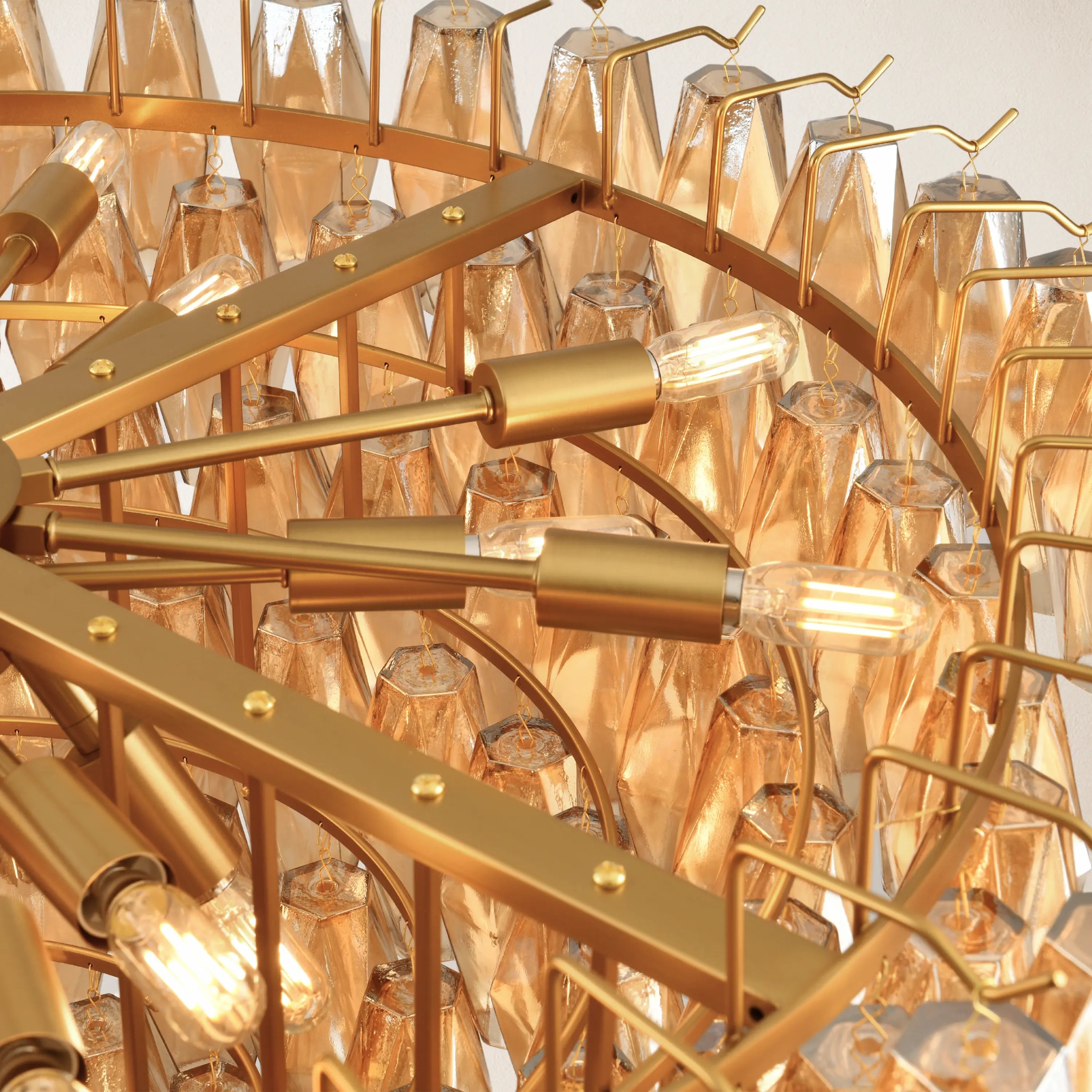 Celestial Drop Round Crystal Glass Chandelier 36"D