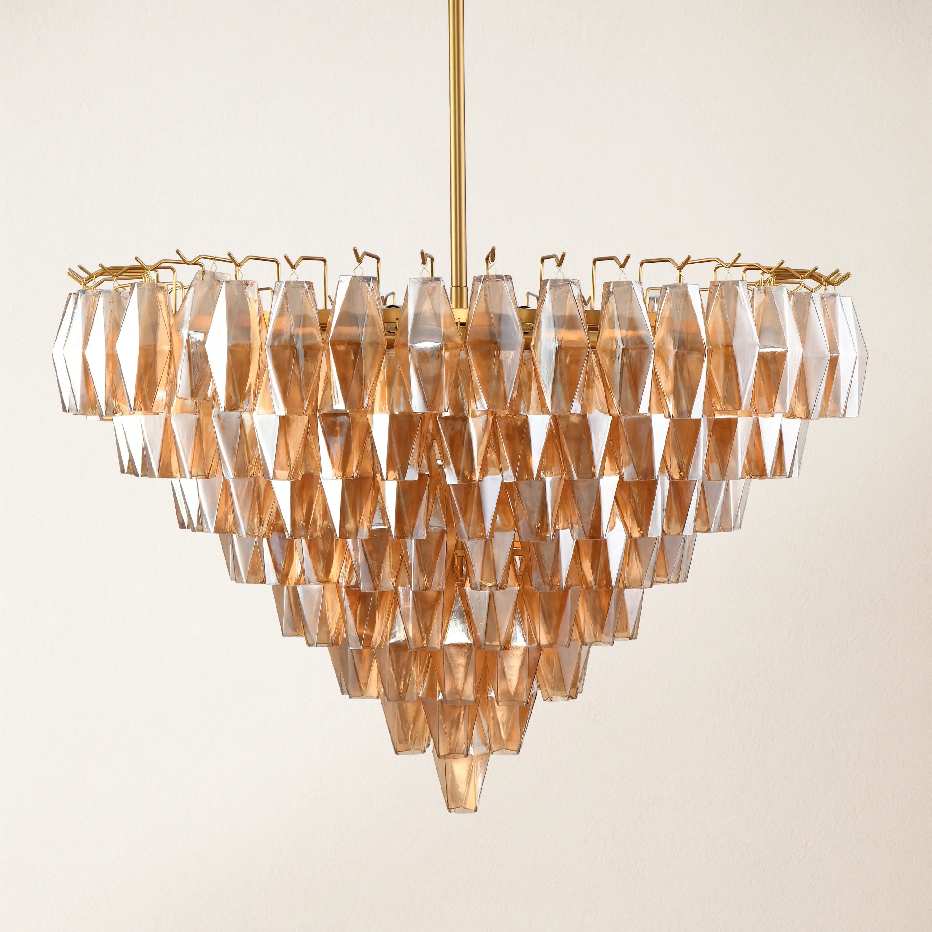 Celestial Drop Round Crystal Glass Chandelier 36"D