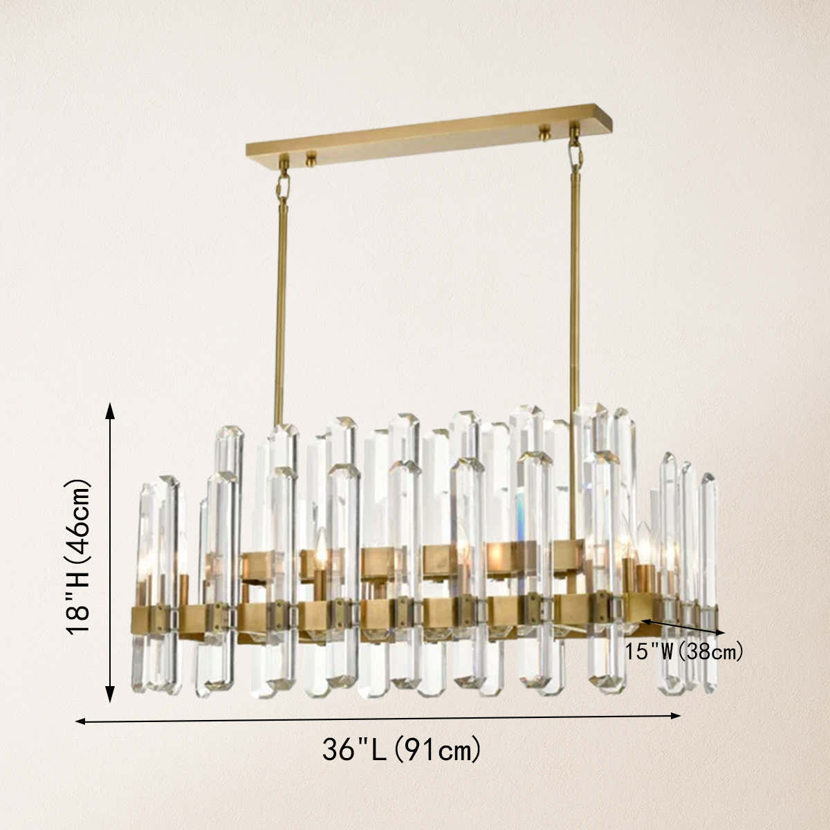 Clarion Rectangular Chandelier 91 cm L