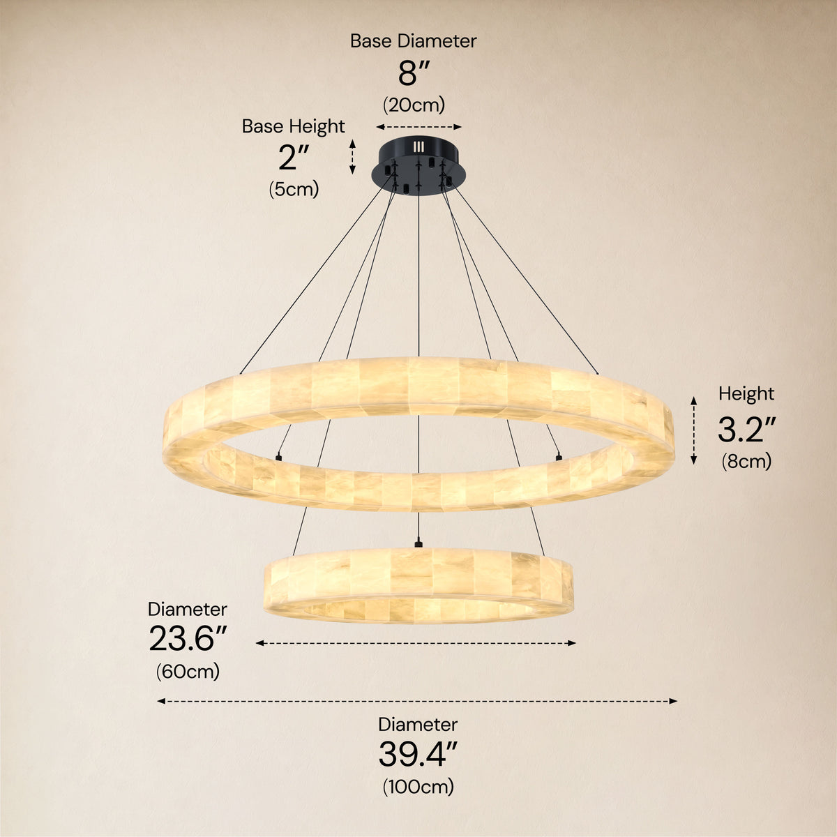 Soluna Alabaster 2 Tiered Custom Round Chandelier