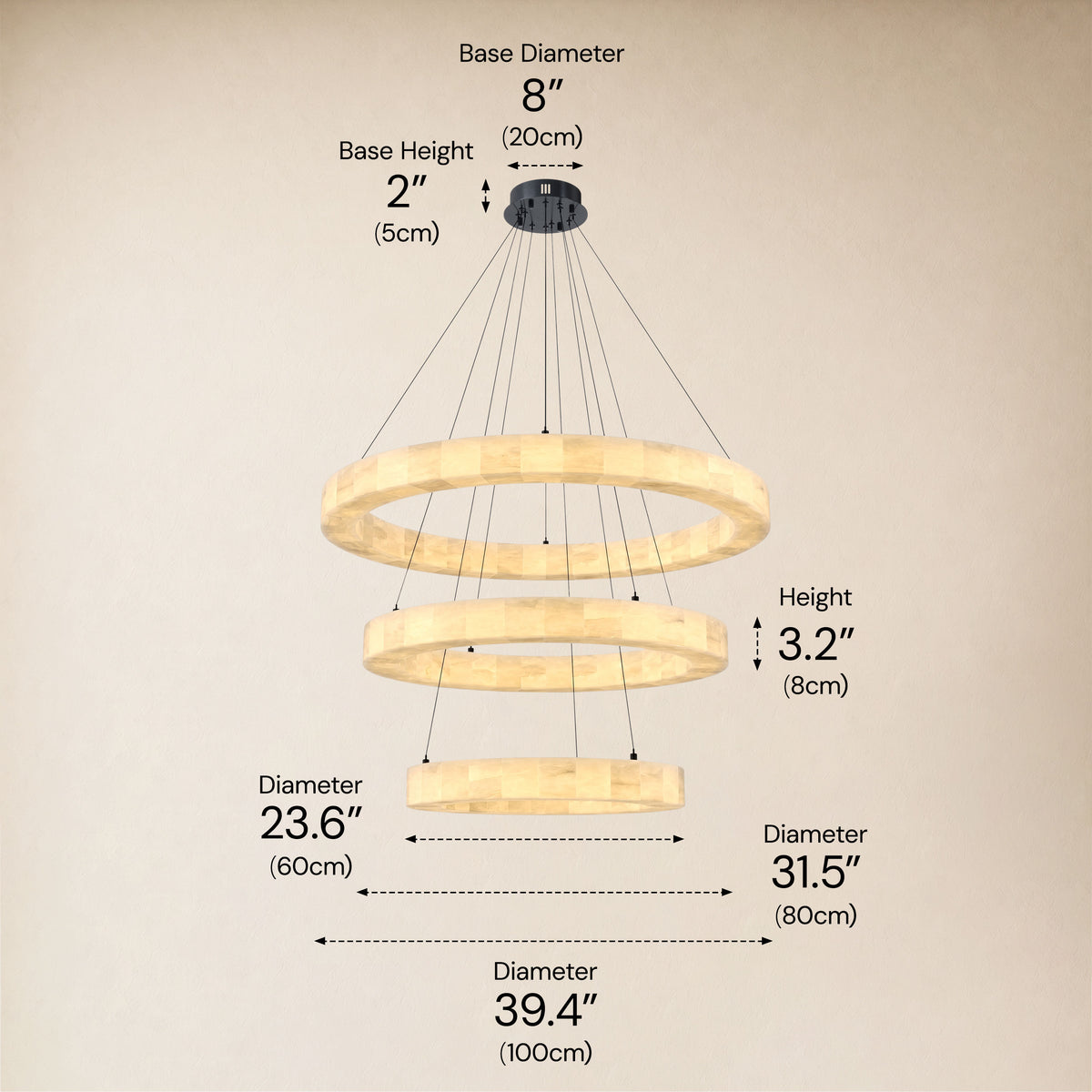 Soluna Alabaster 3 Tiered Custom Round Chandelier
