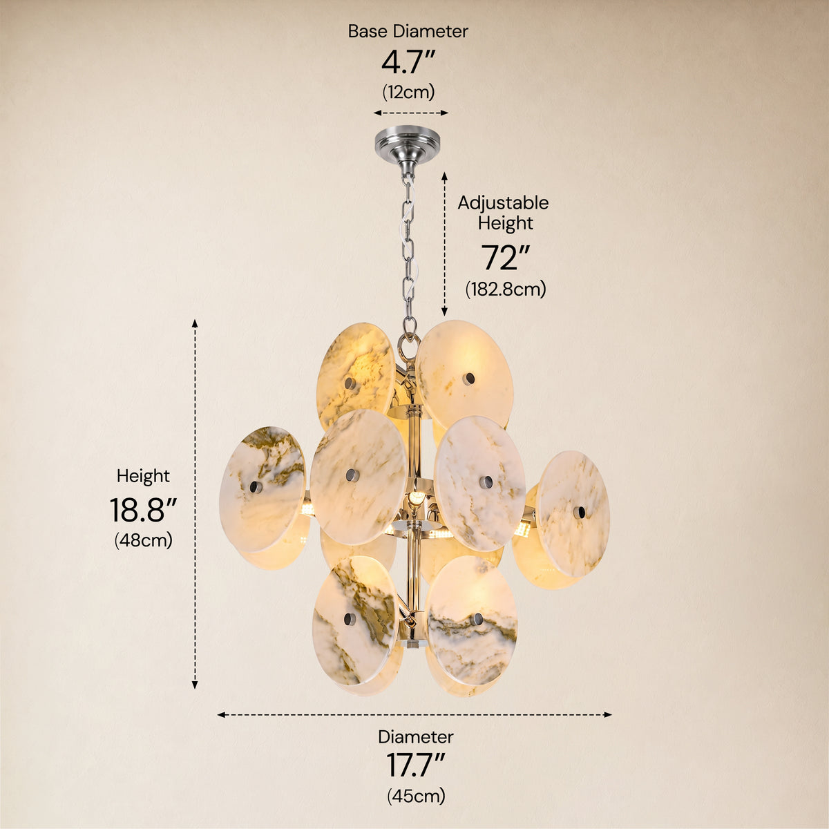 Pietra Ivory Marble Disc Pendant 17.7"D