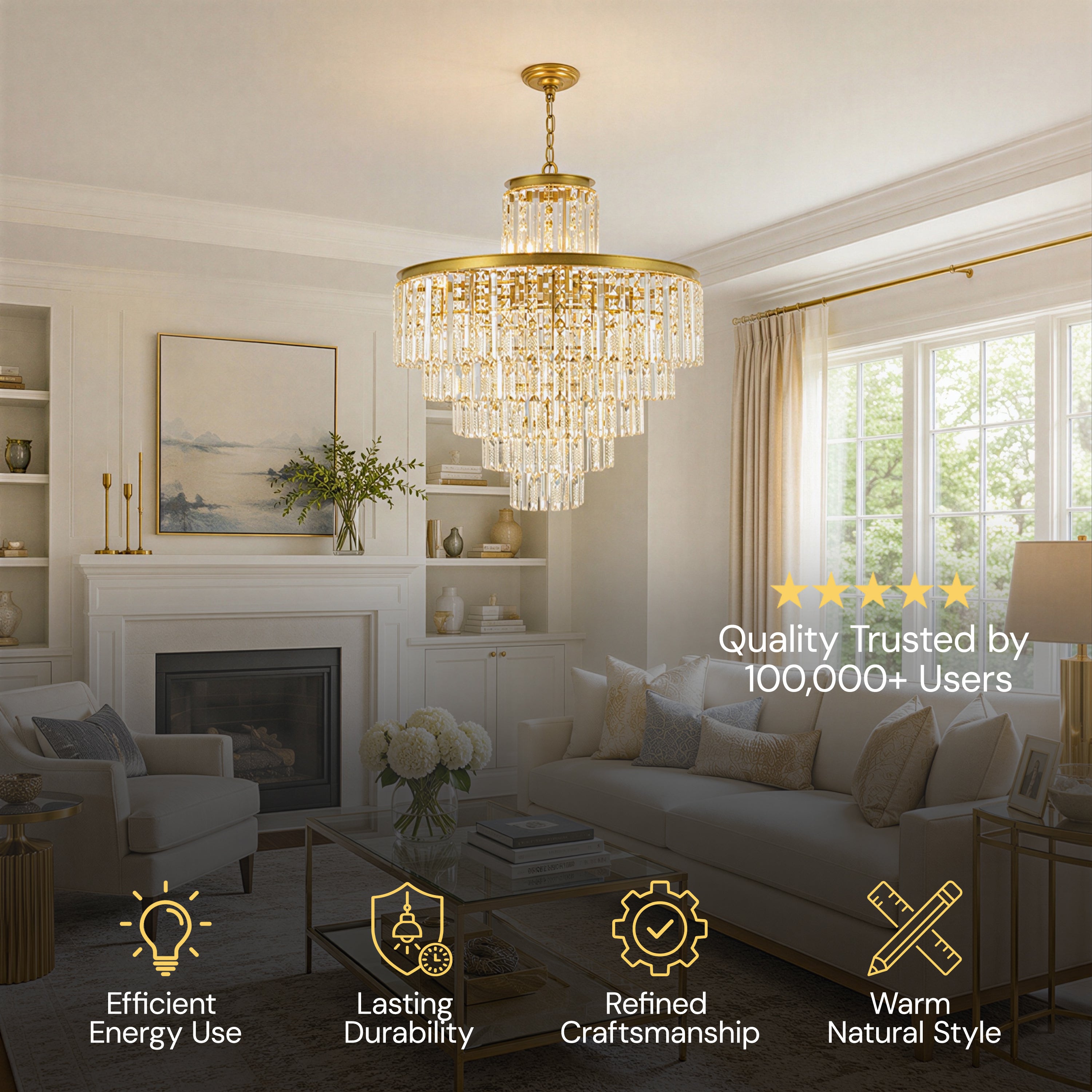 Lucentra Crystal Tiered Round Pendant 32"D