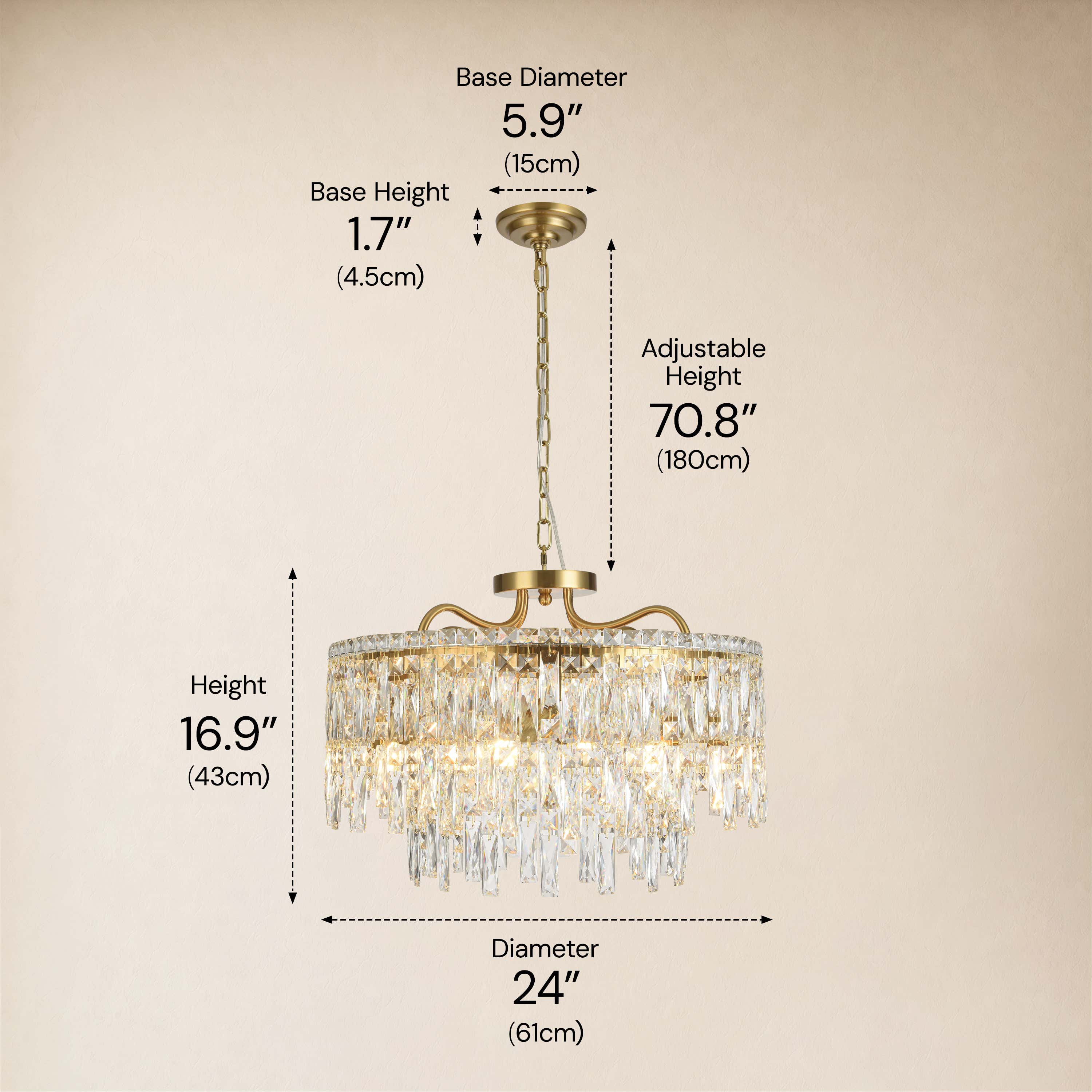 Lucentra Crystal Round Chandelier 24"W