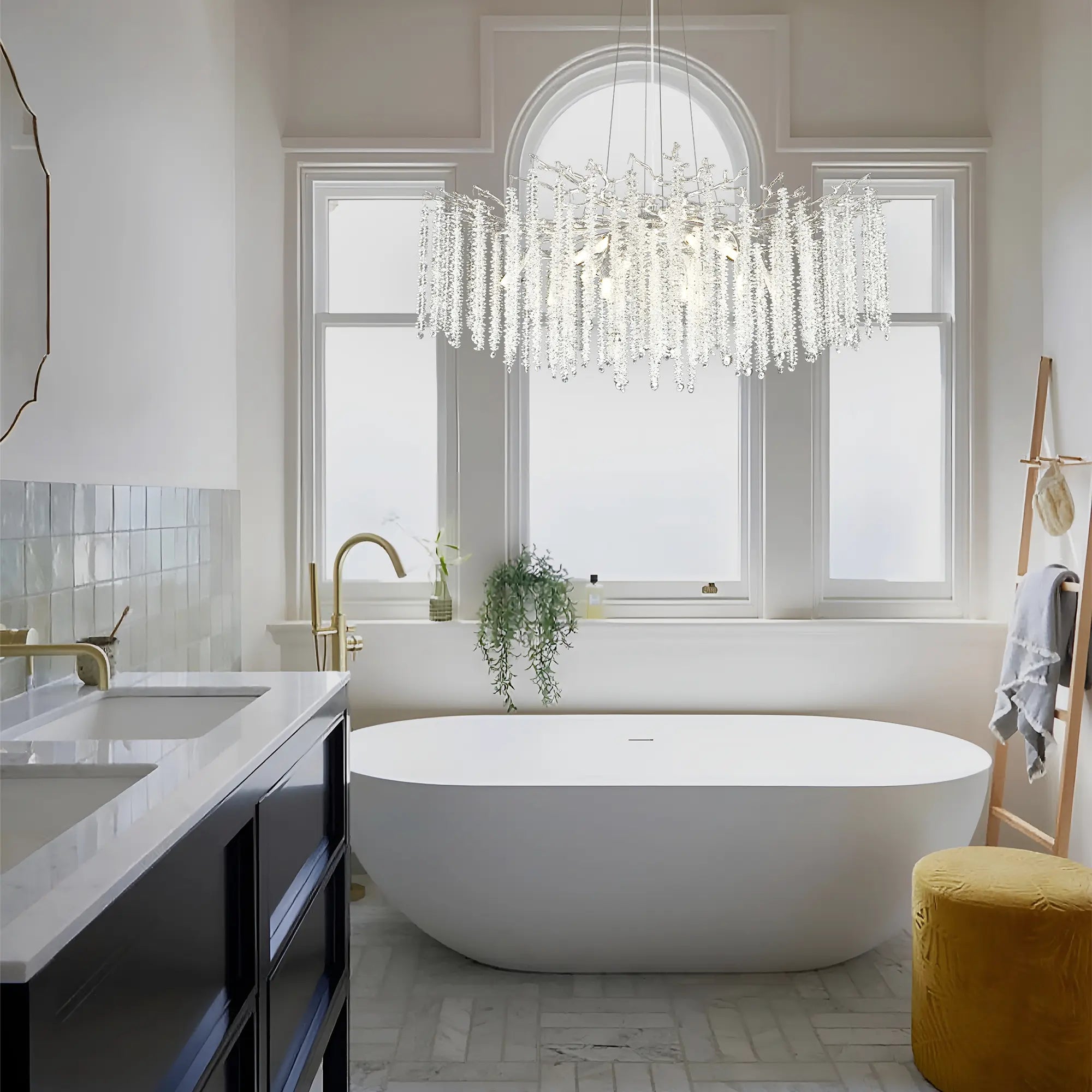 Snow Tree Branch Crystal Chandelier 40"D