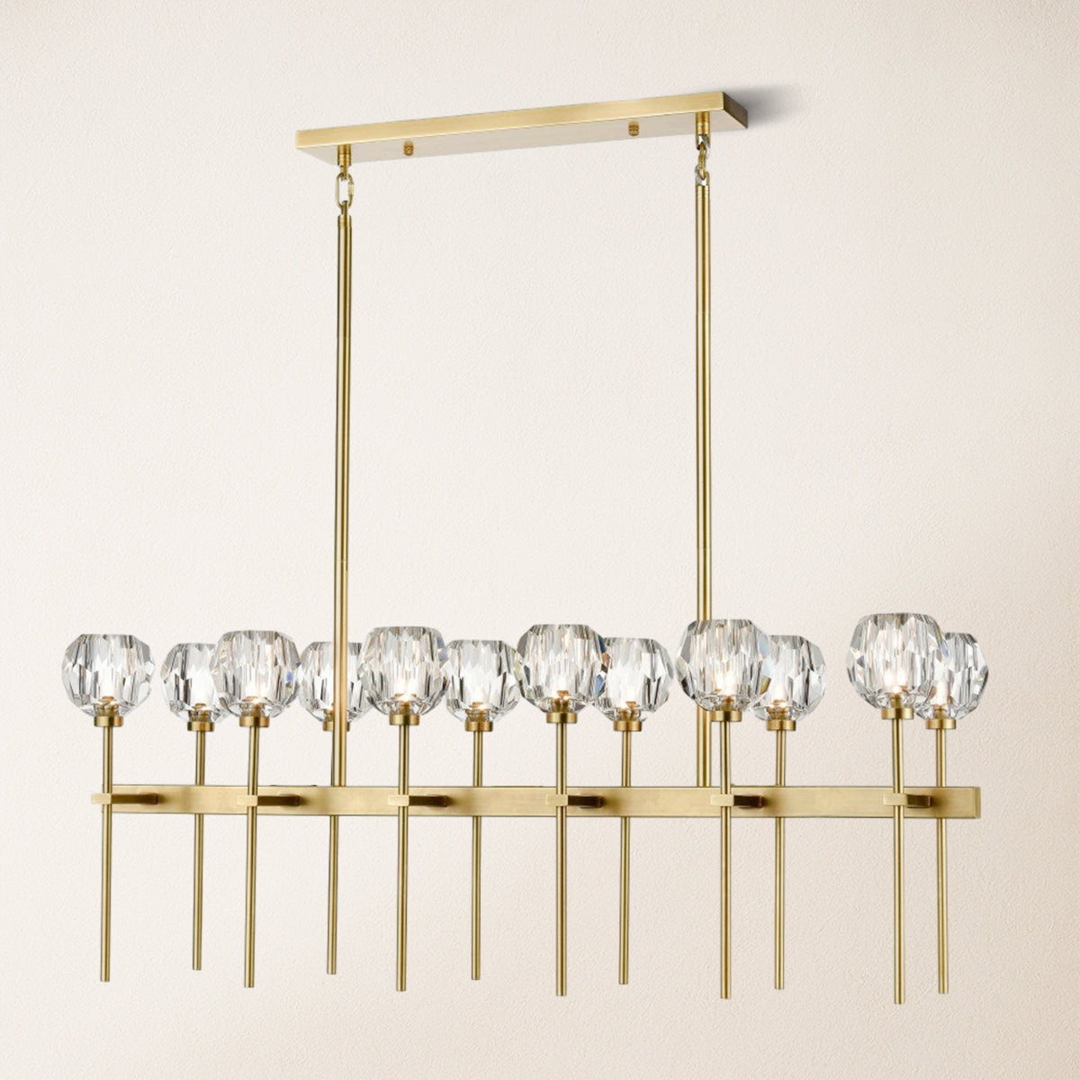 Parisian Crystal Double Linear Chandelier 122 cm L