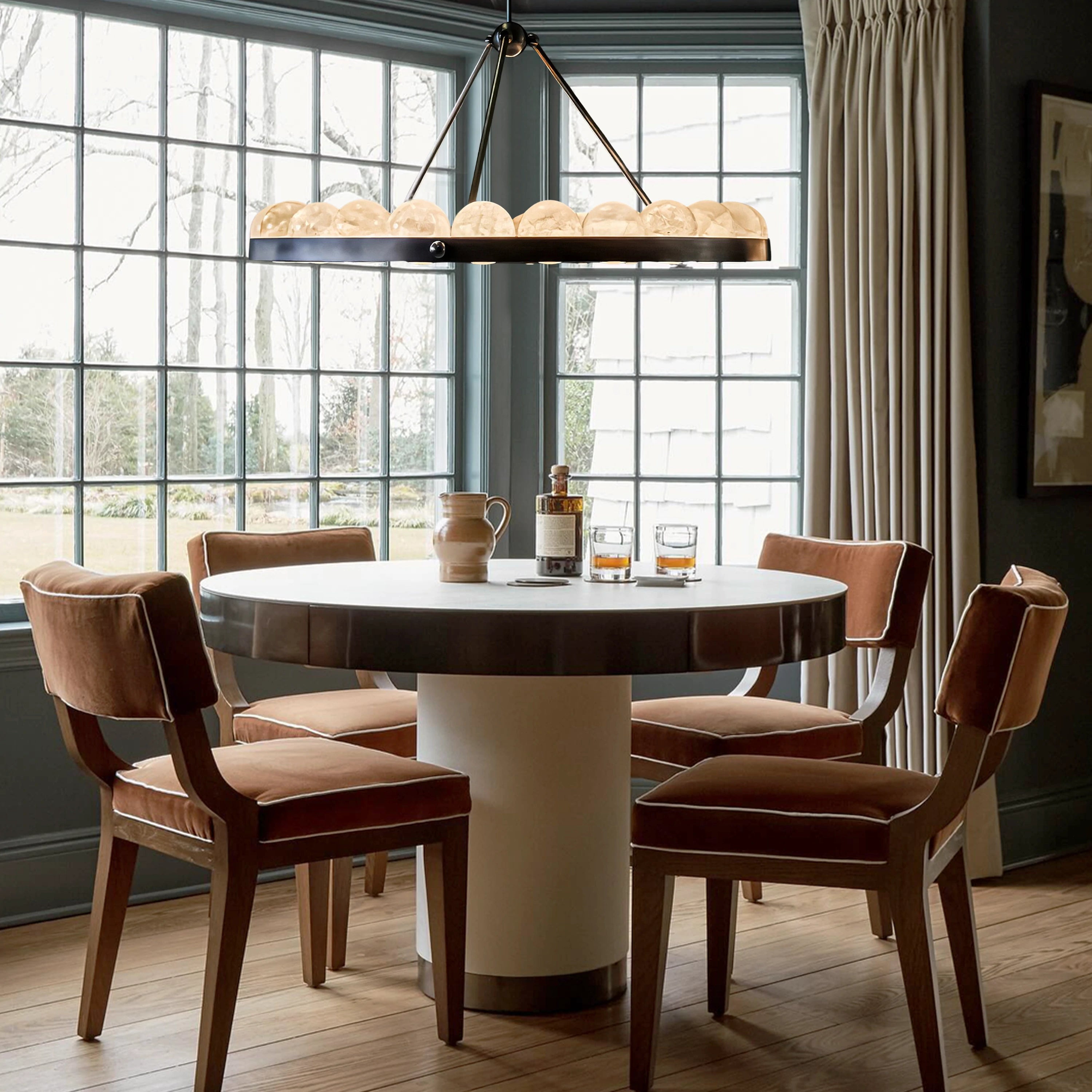 Nami Alabaster Global Suter Chandelier 46"D#Finish_Gold