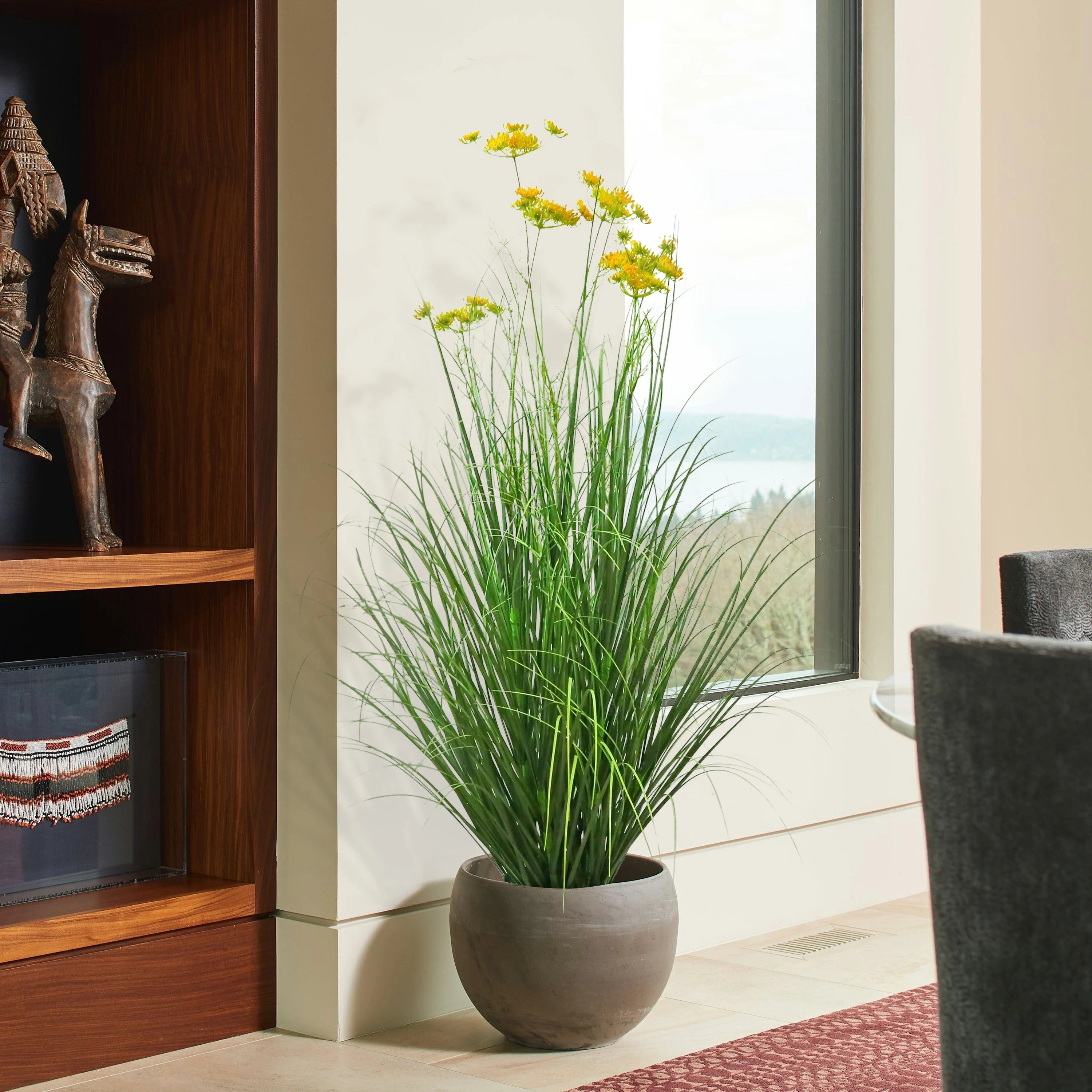 Artificial 6-Head Carrot Flower with Curved Onion Grass Bonsai 110cm H