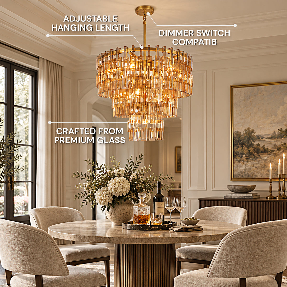 Cirelle Crystal Round Chandelier 32"D