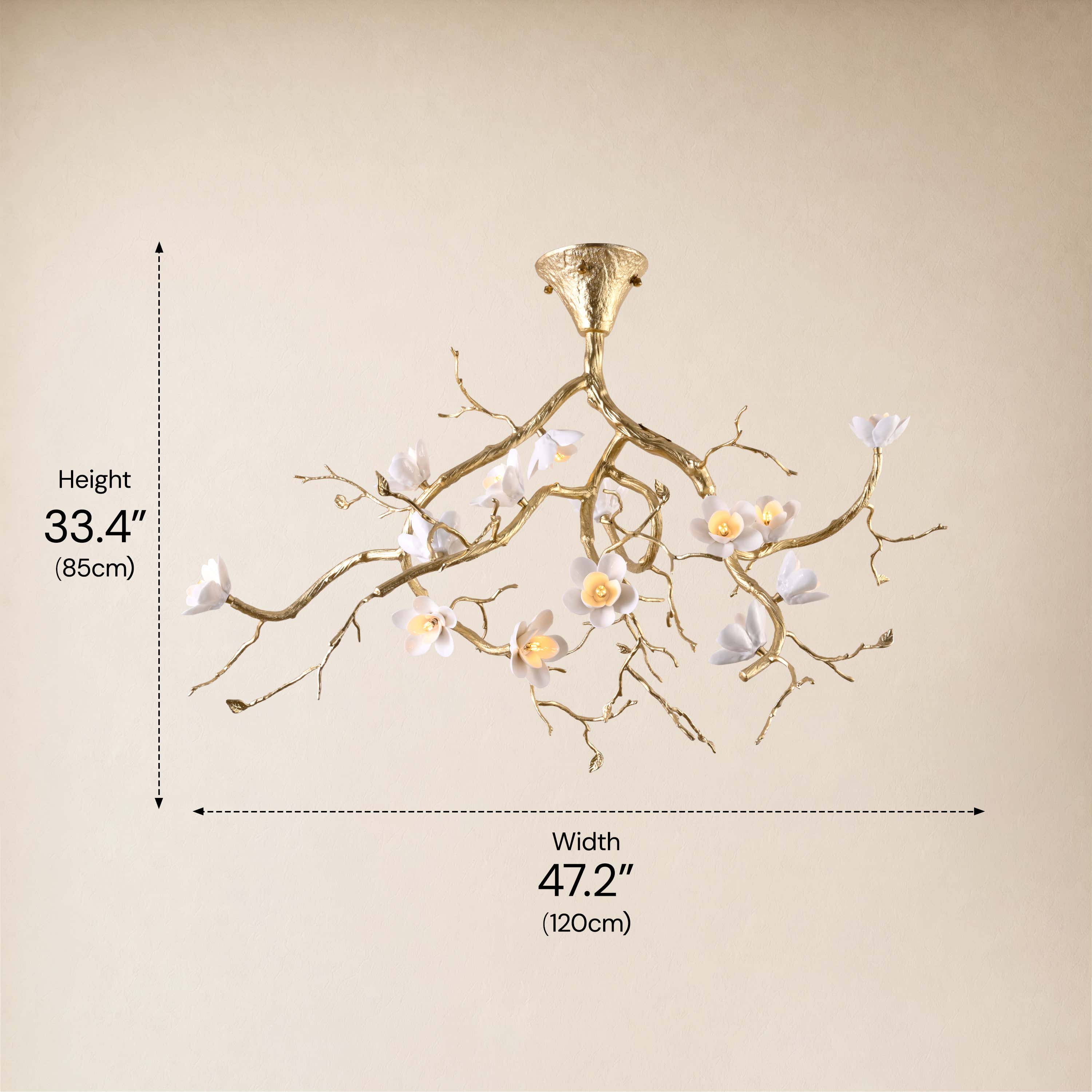 Floravine Ceramic Branch Chandelier 47.2"W