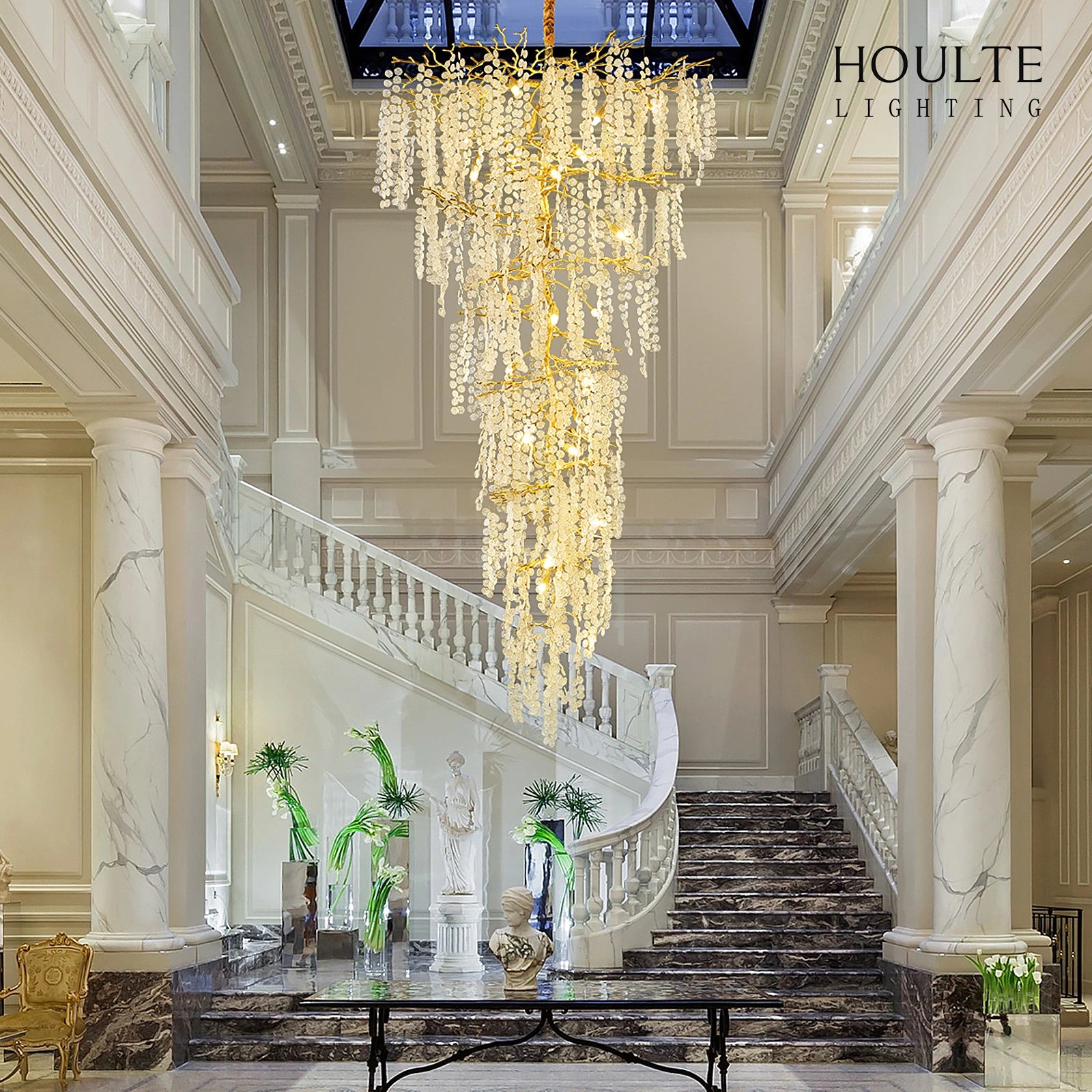 Shiro Noda Crystal Tree Branch Round Chandelier 241cm H