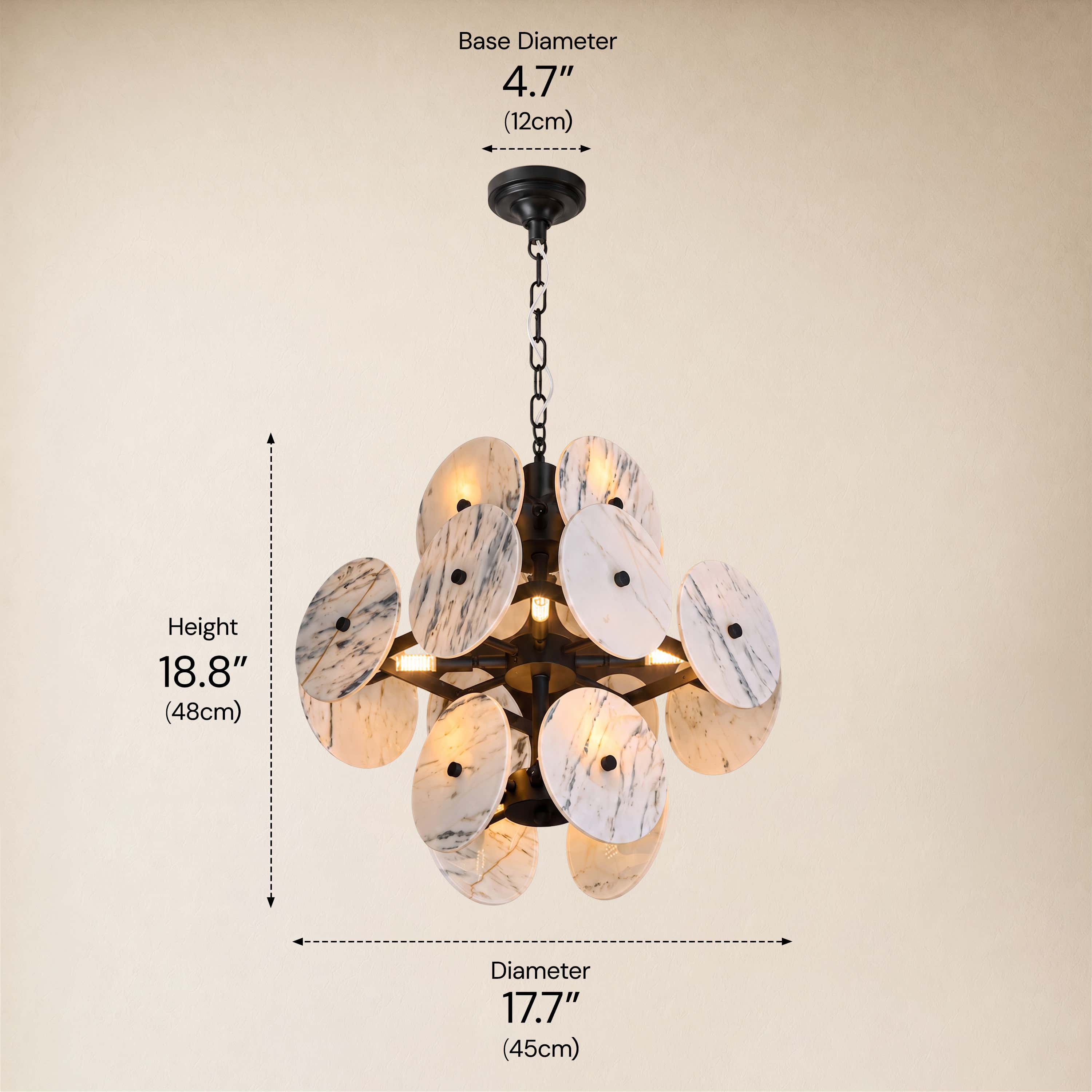 Pietra White Marble Pendant 17.7"D