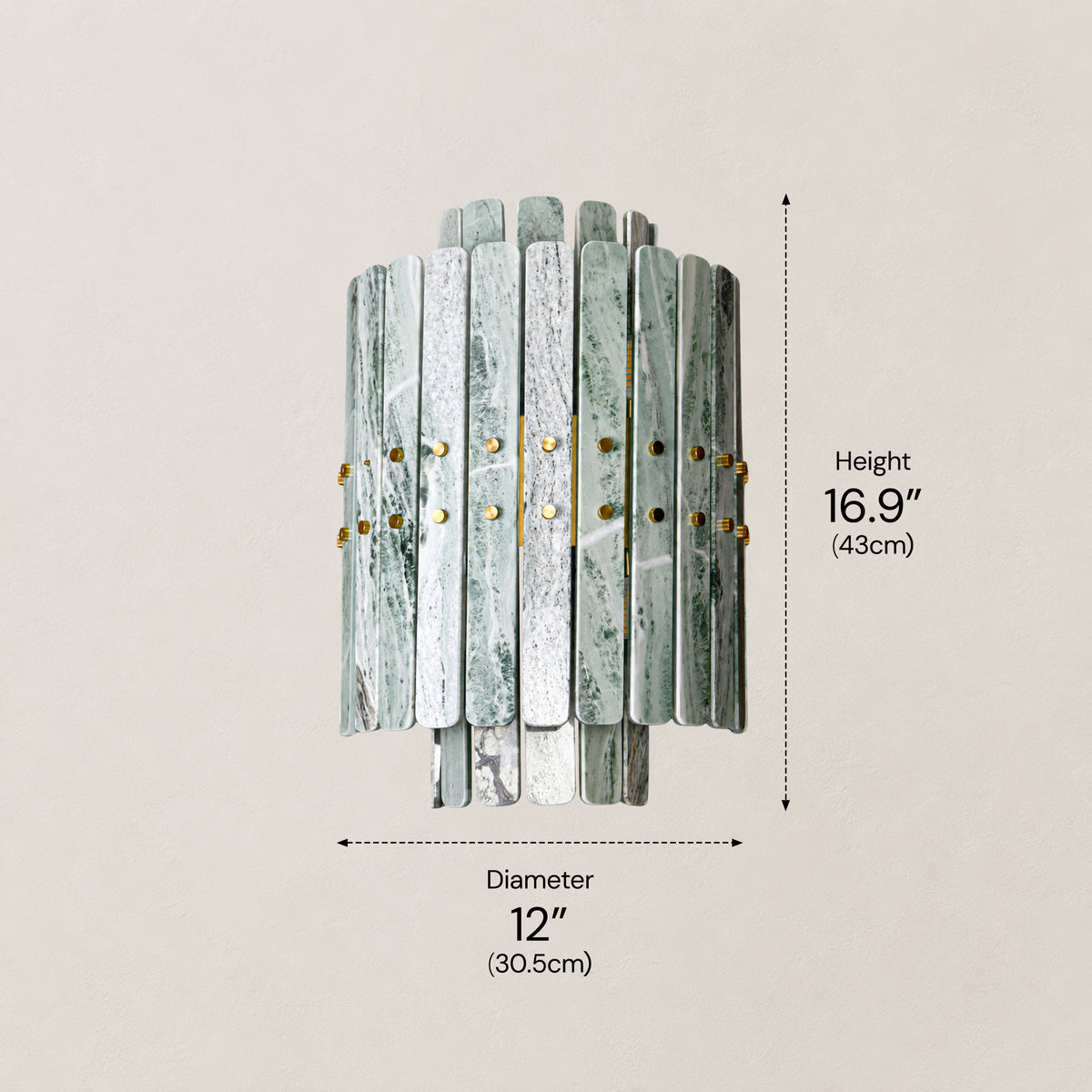 Pietra Victoria Green Marble Round Wall Sconce 11.8"D