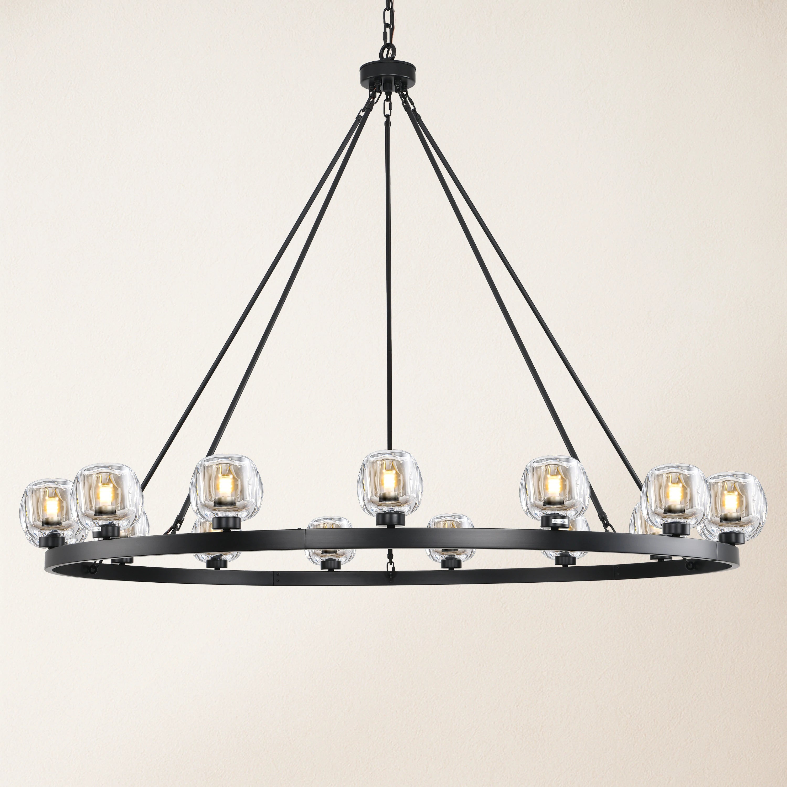 Vellum Crystal Round Chandelier 59"D#Finish_Black