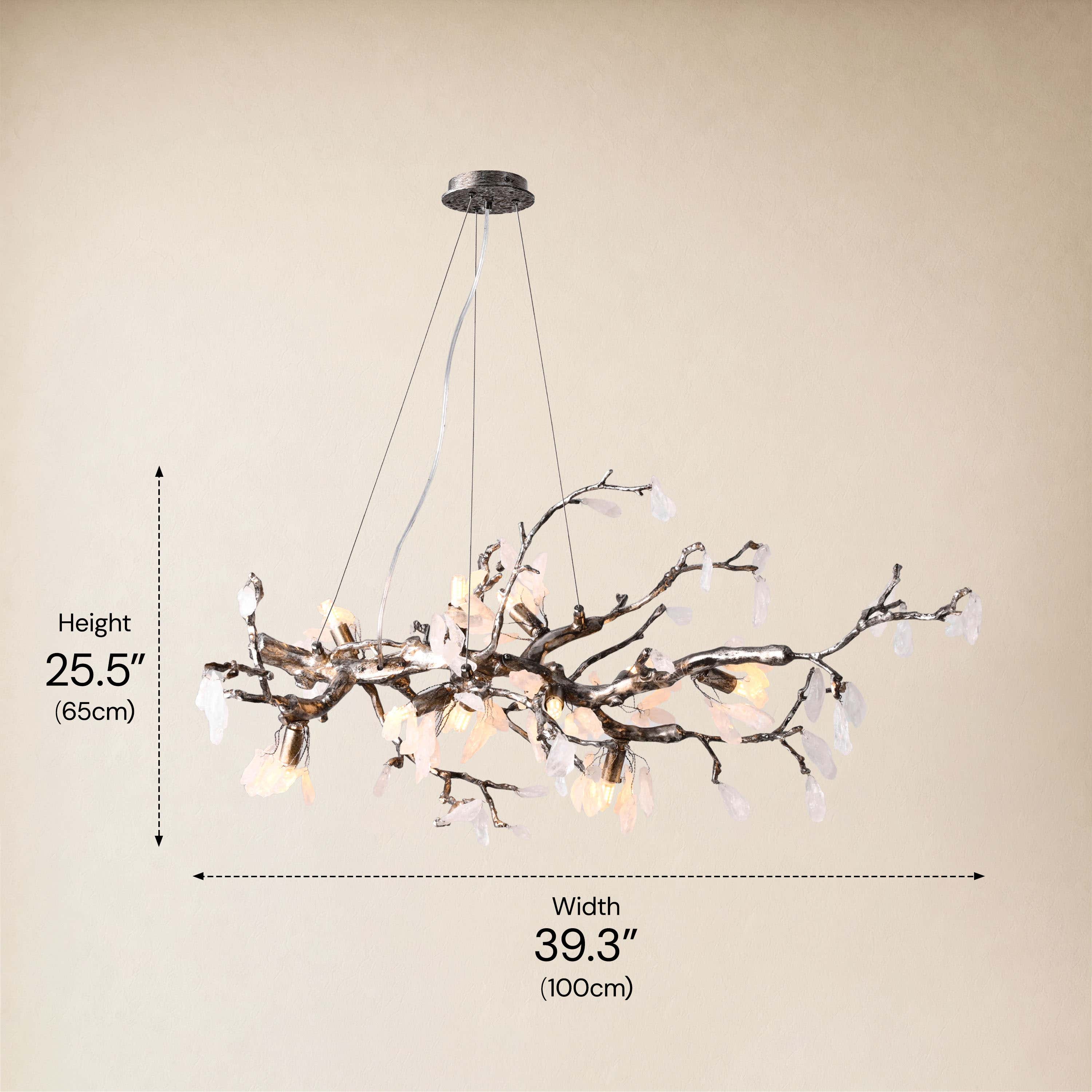Arboris Rose Quartz Branch Chandelier 39.3"W