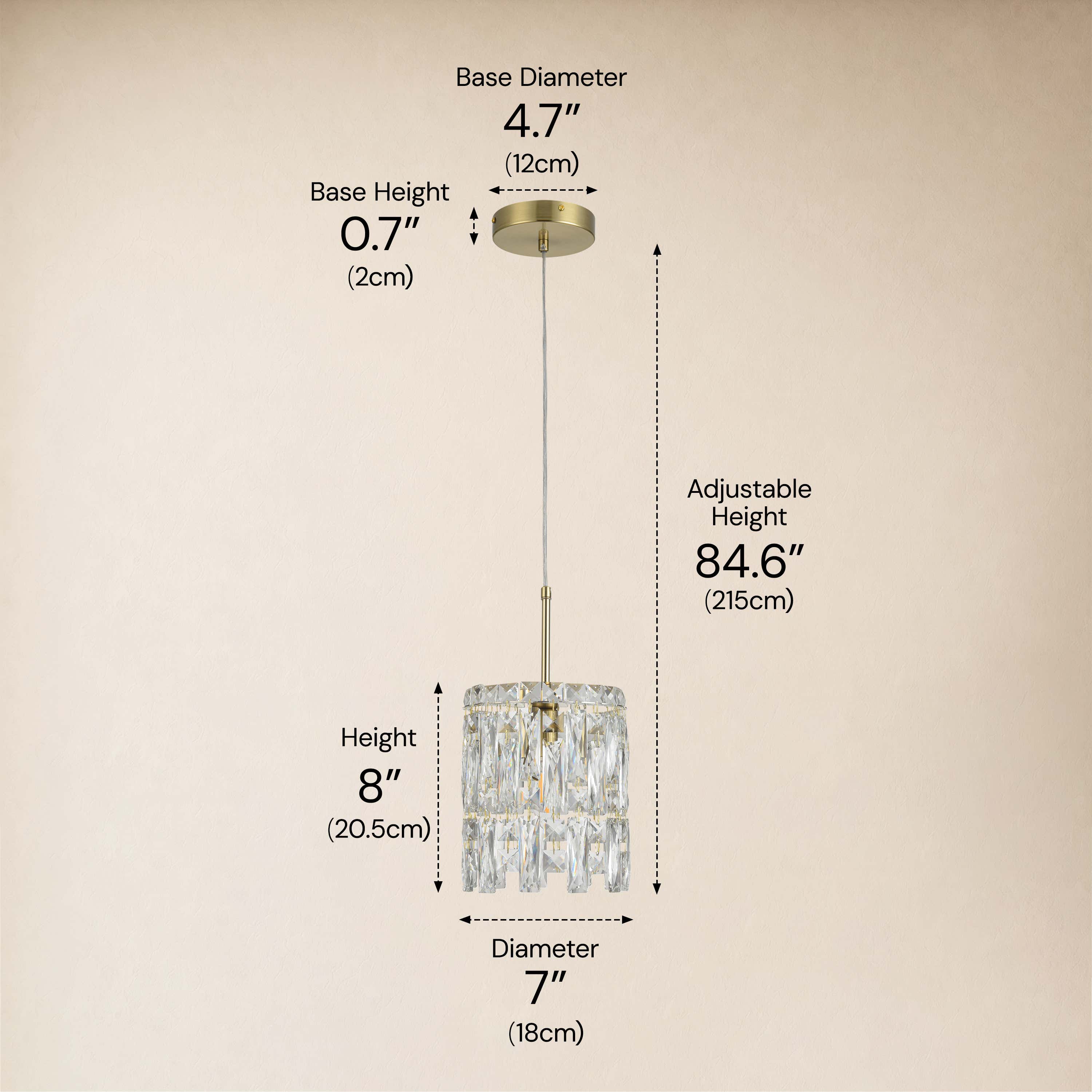 Lucentra Crystal Round Pendant 7"W