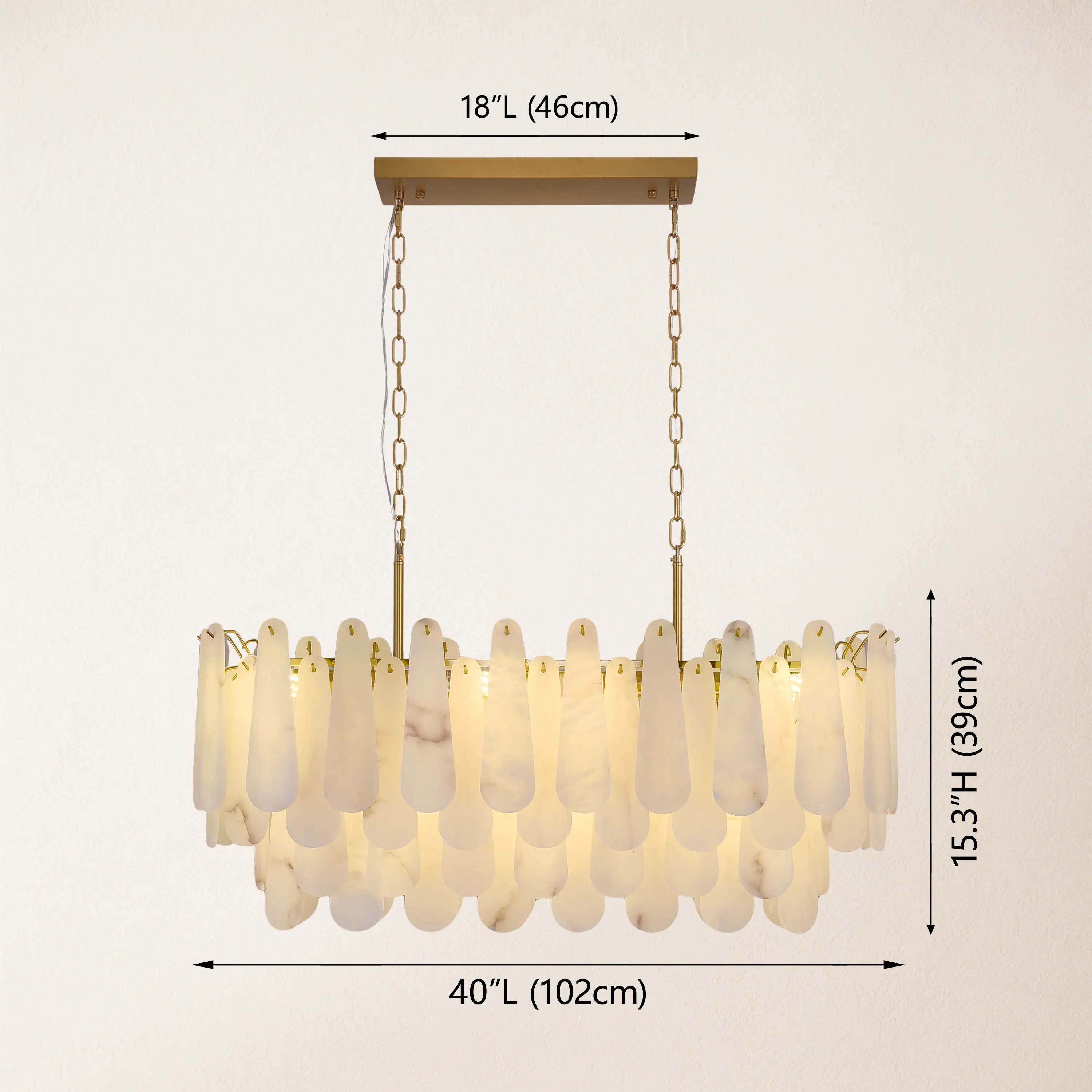 Caldera Alabaster Rectangular Chandelier 40"