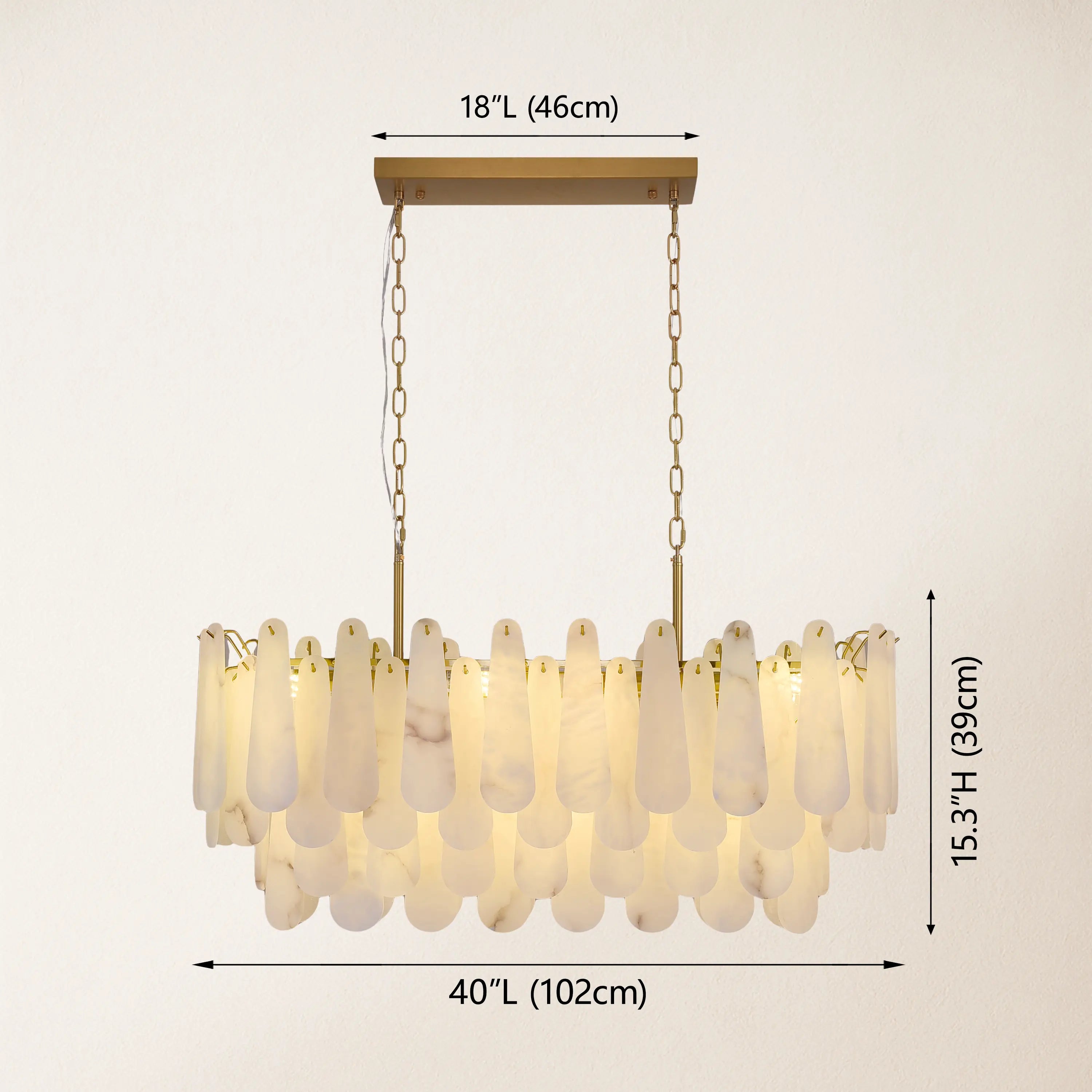 Caldera Alabaster Rectangular Chandelier 100cm
