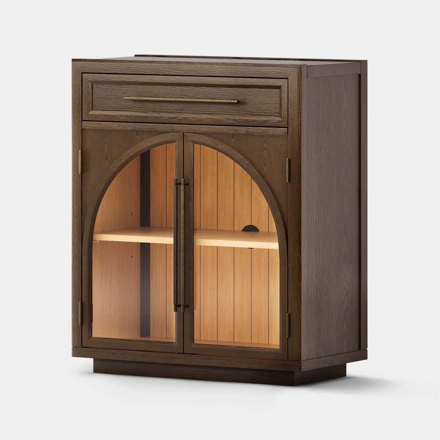Alvar Arched 32" Oak Storage Cabinet with Drawers