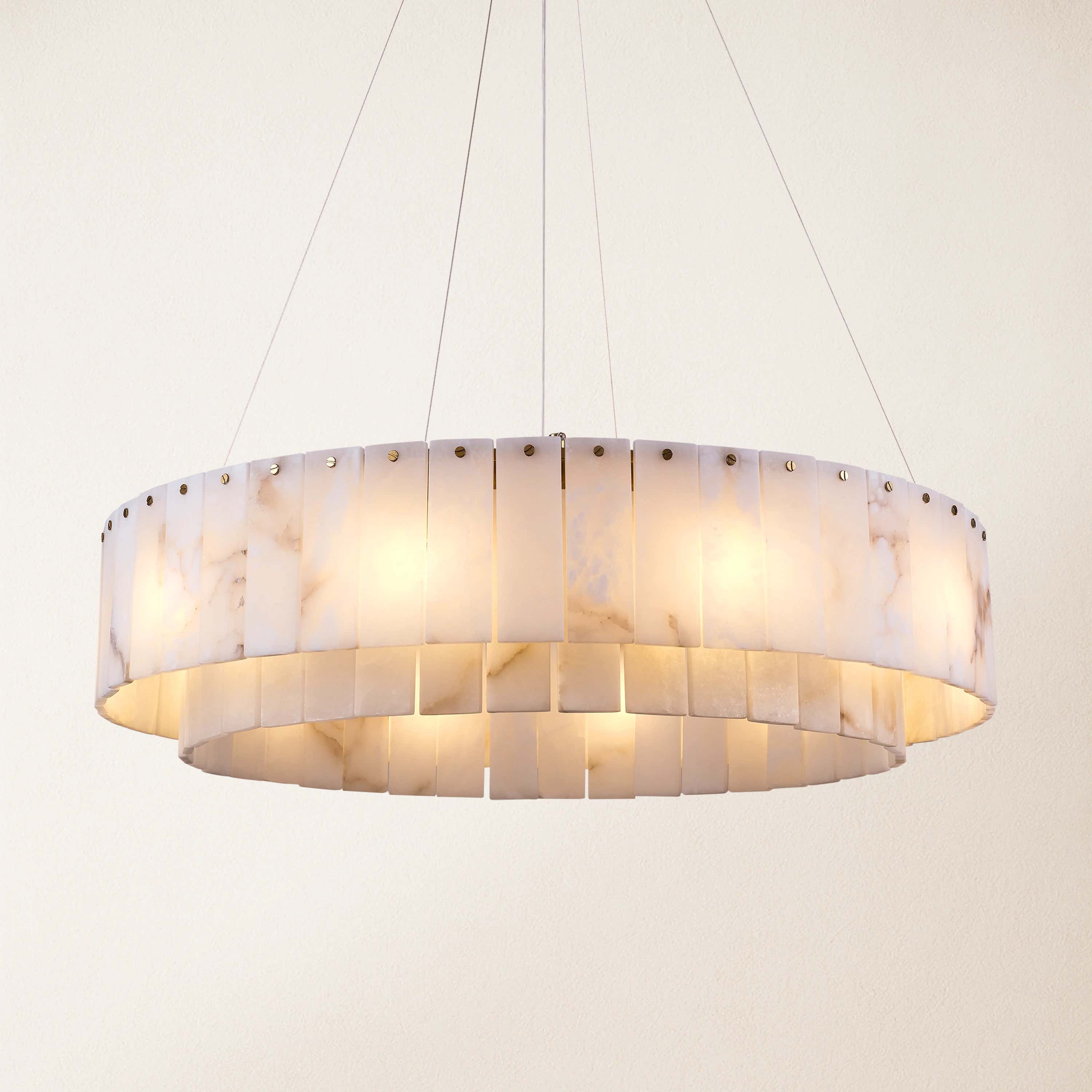 Sawyer Alabaster Round Chandelier 32"#Finish_Gold