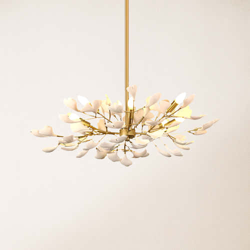 Twilight Branches Ceramic Ginkgo Chandelier 85cm D