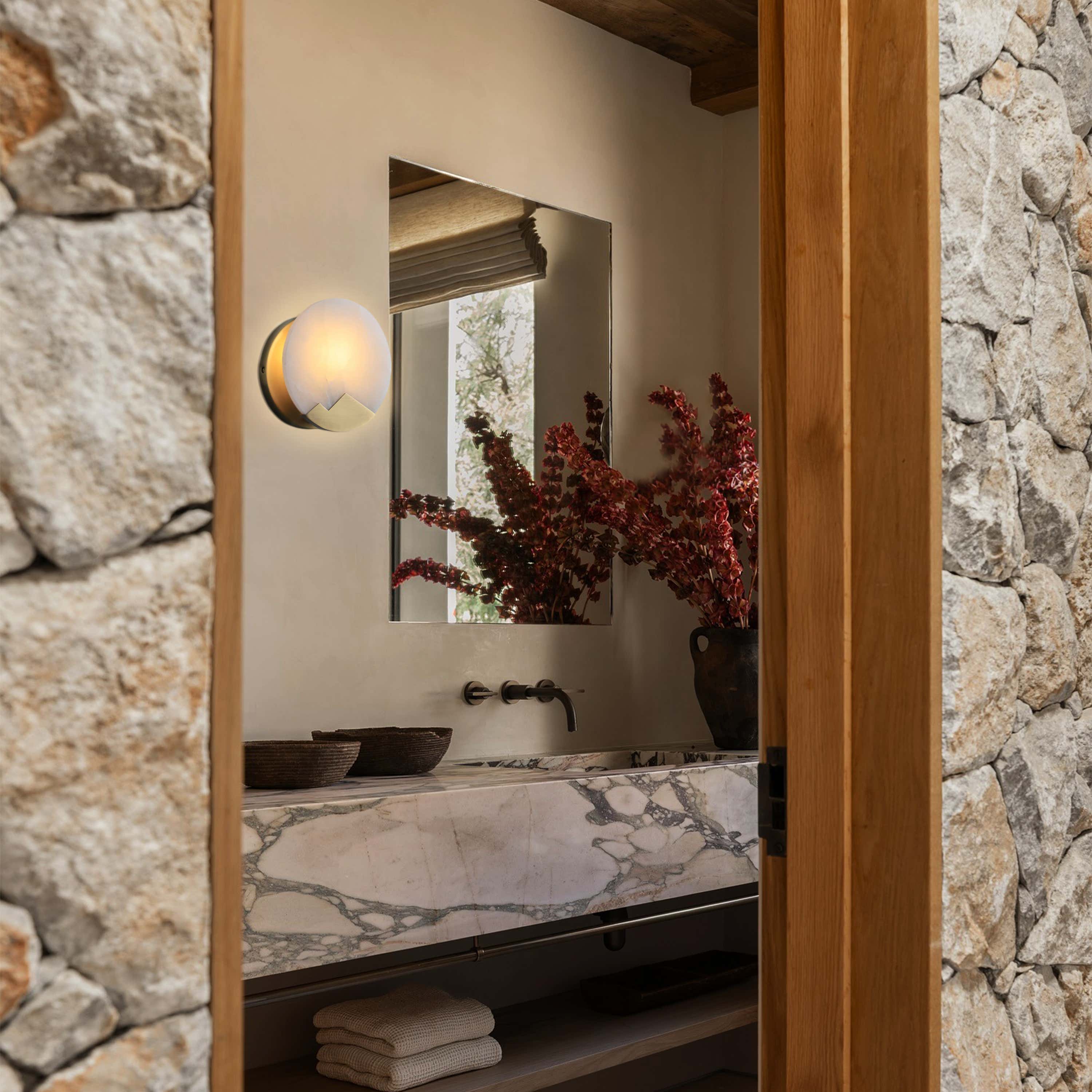 Egwent Alabaster Brass Sconce 20cm