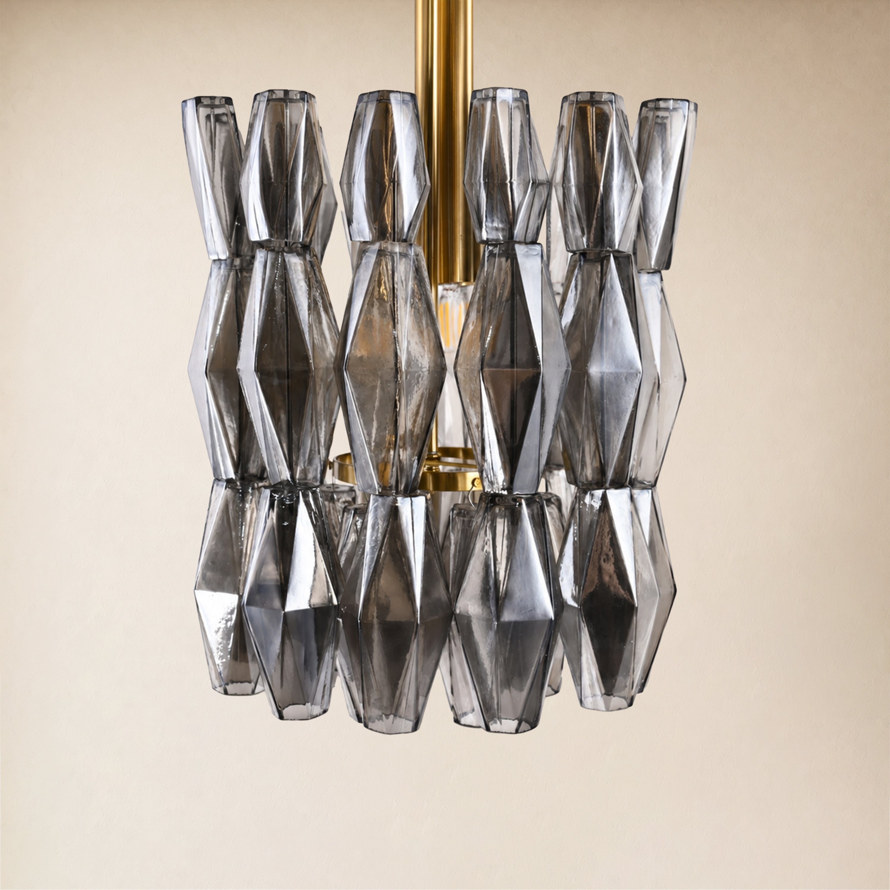 Celestial Drop Glass Cylinder Chandelier 11.8"D