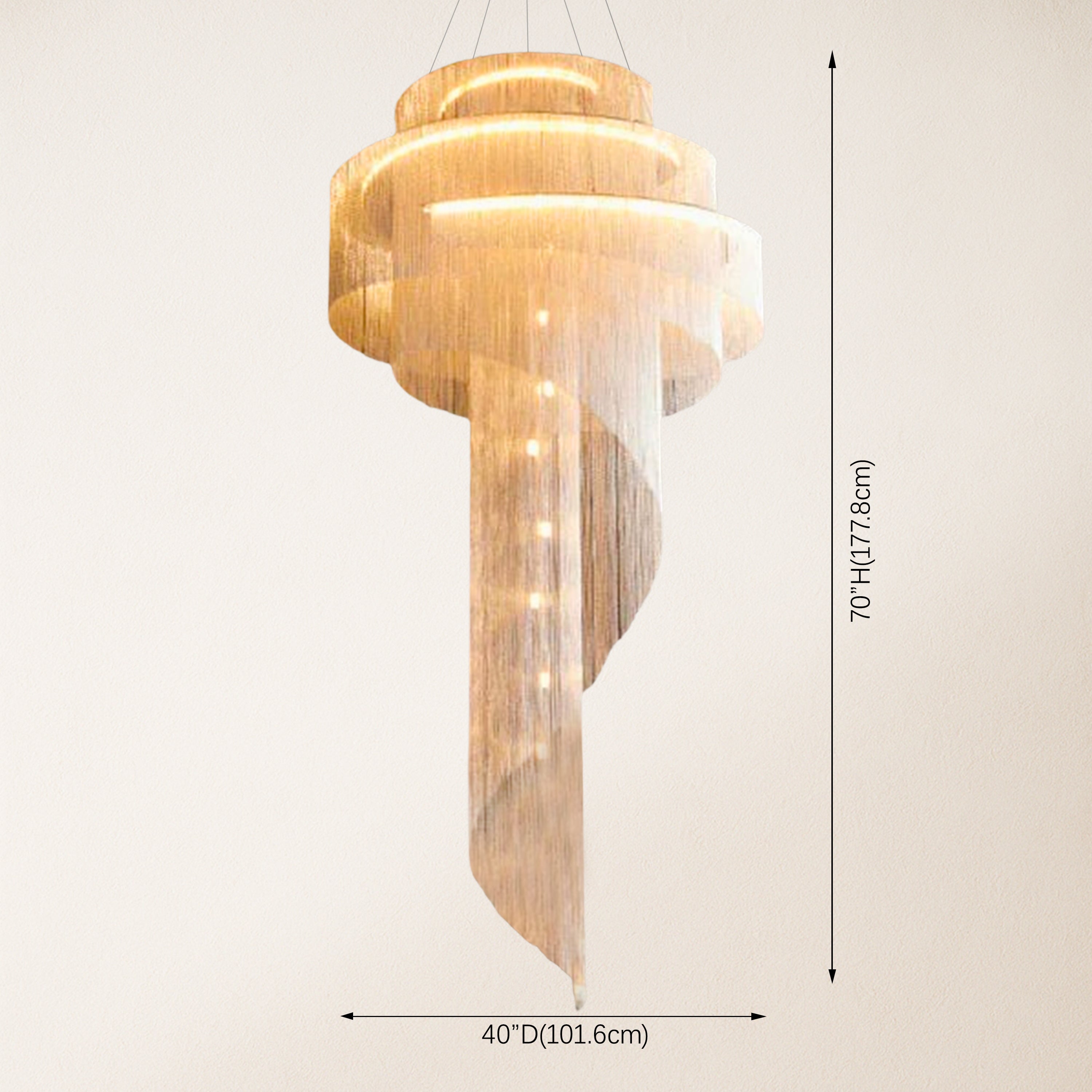 Teresa Cadena Metal Chain Tassel Entryway Chandelier 102cm D