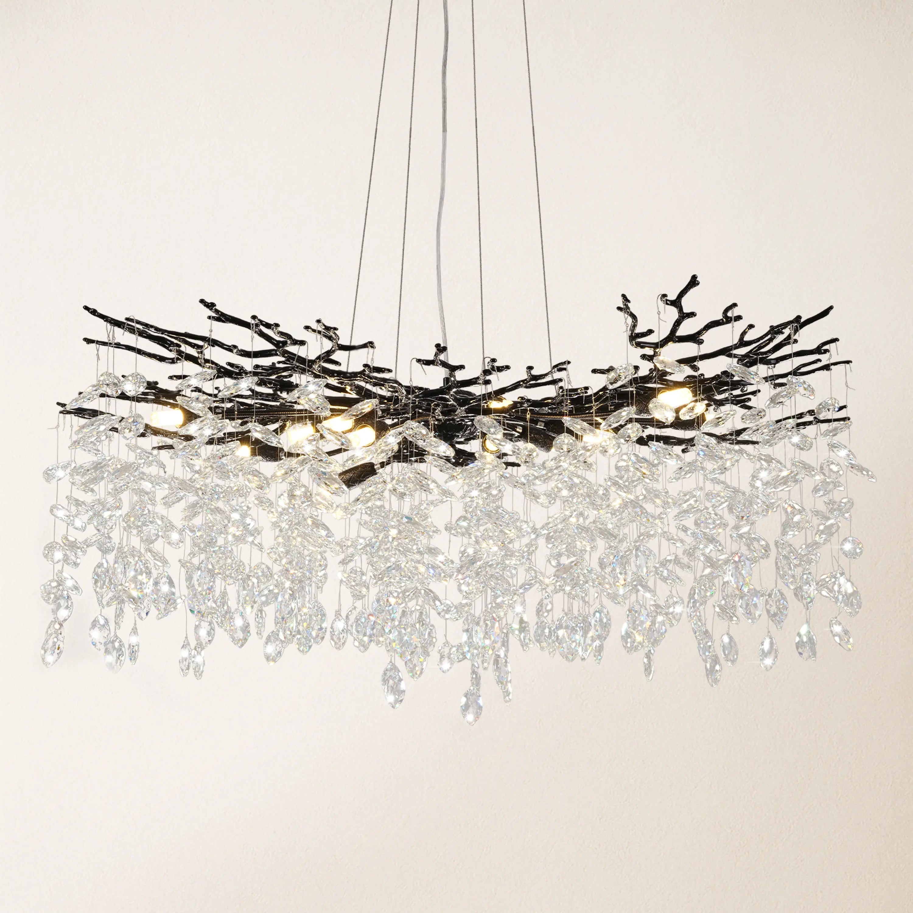 Frostleaf Crystal Cascade Branch Round Chandelier 102cm