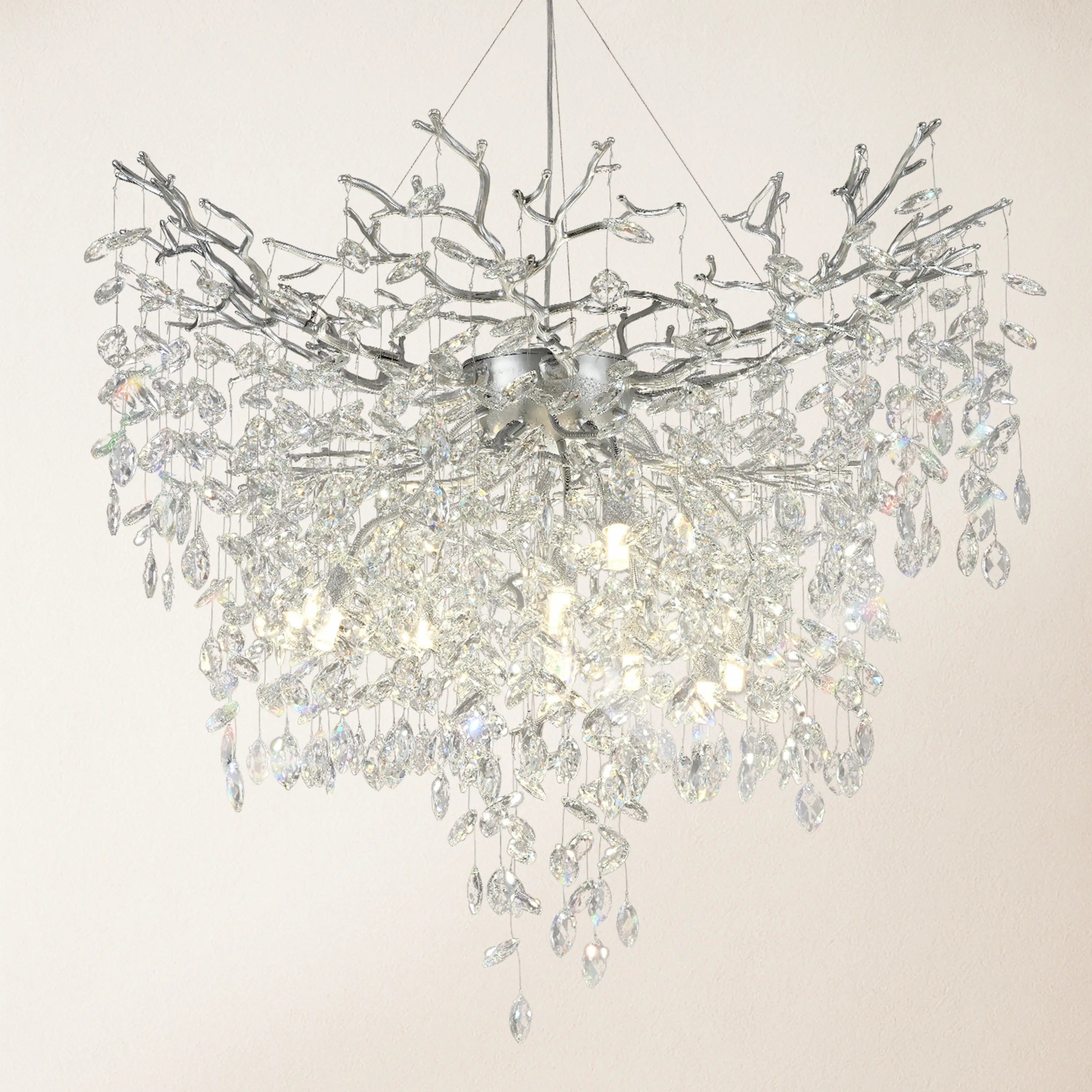 Frostleaf Crystal Grand Cascade Branches Chandelier 40"D
