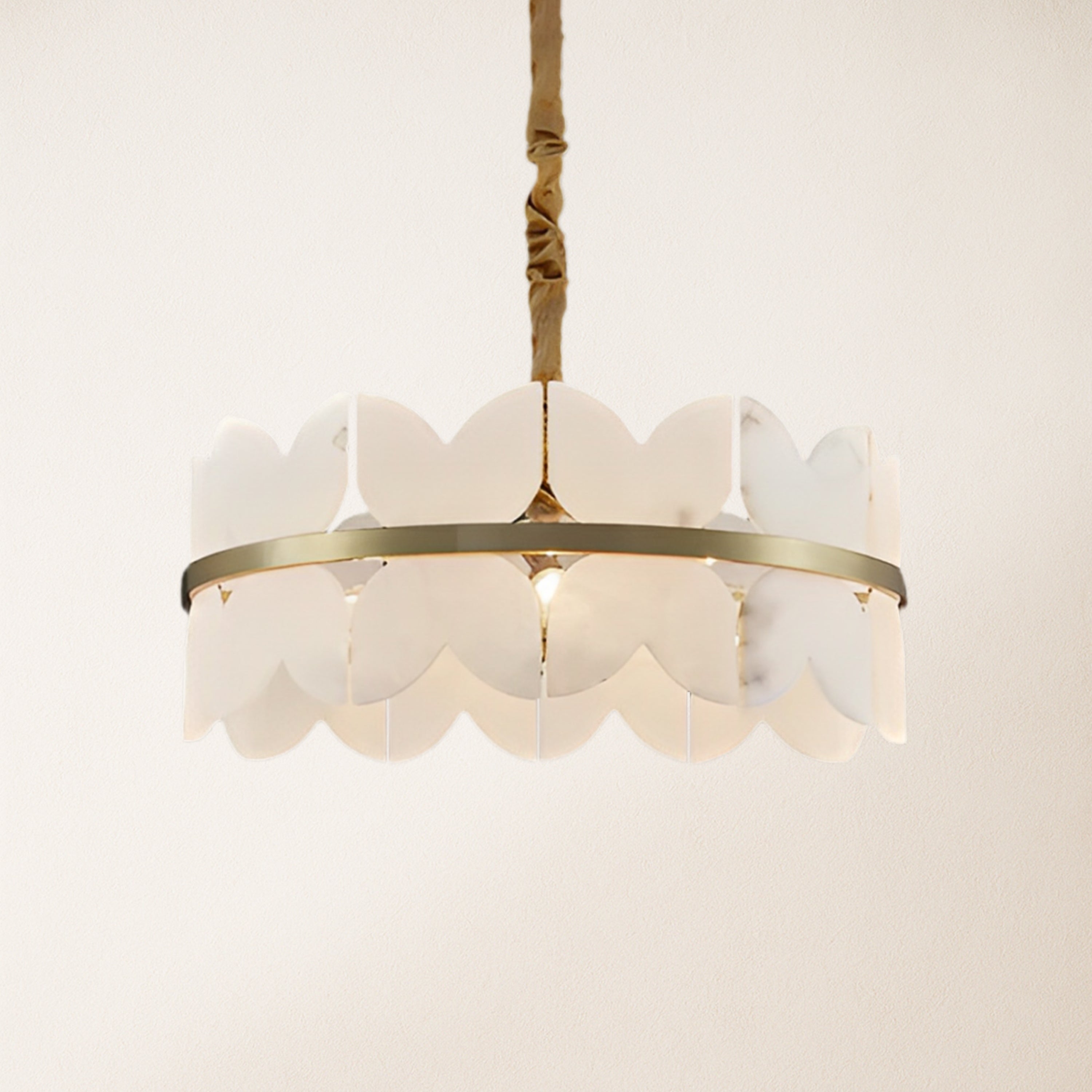 Cloudscape Alabaster Brass 1-Layer Chandelier 80cm D