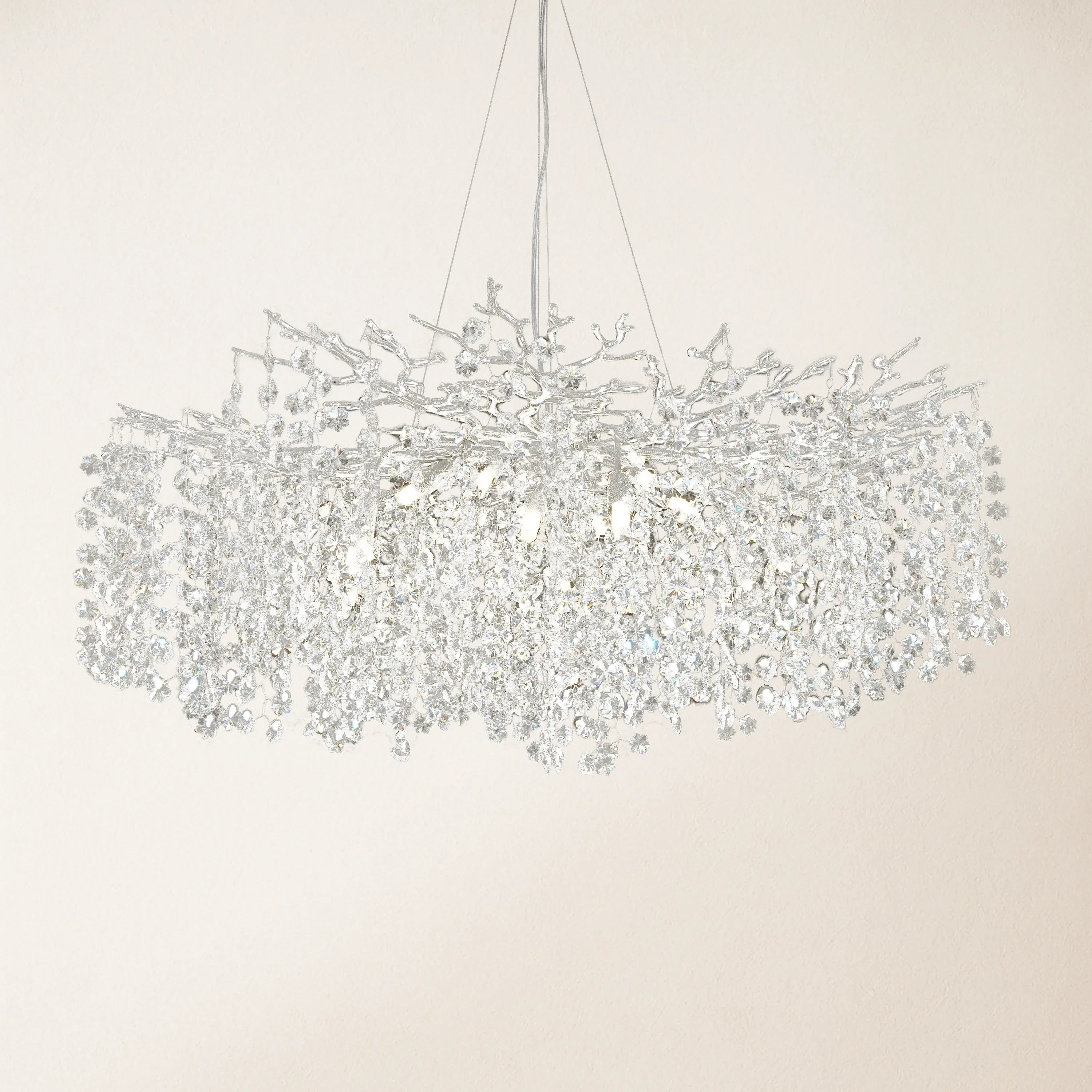 Lustre Branches Crystal Round Chandelier for All Rooms 102cm