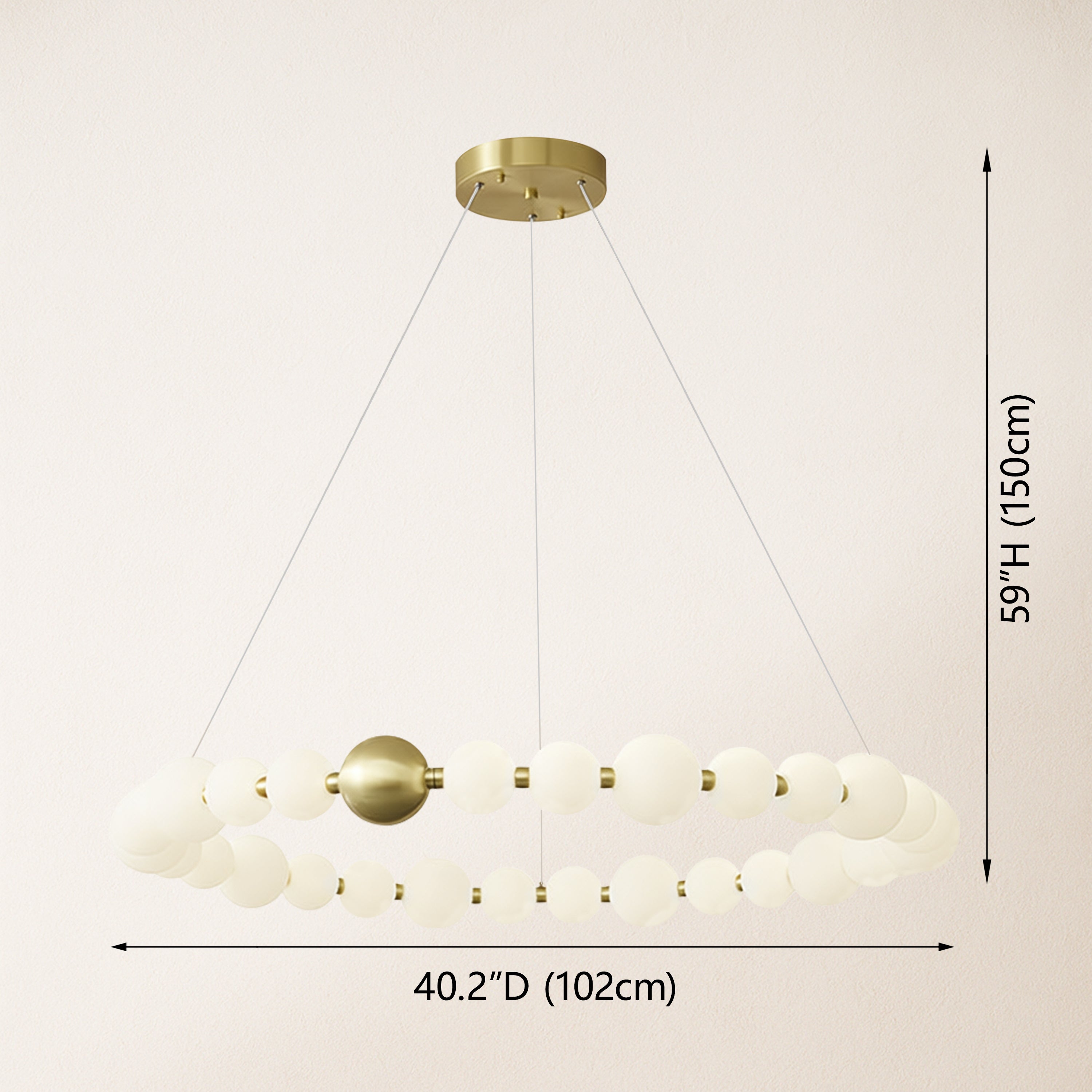 Velora Pearl Bead Round Chandelier 102cm D