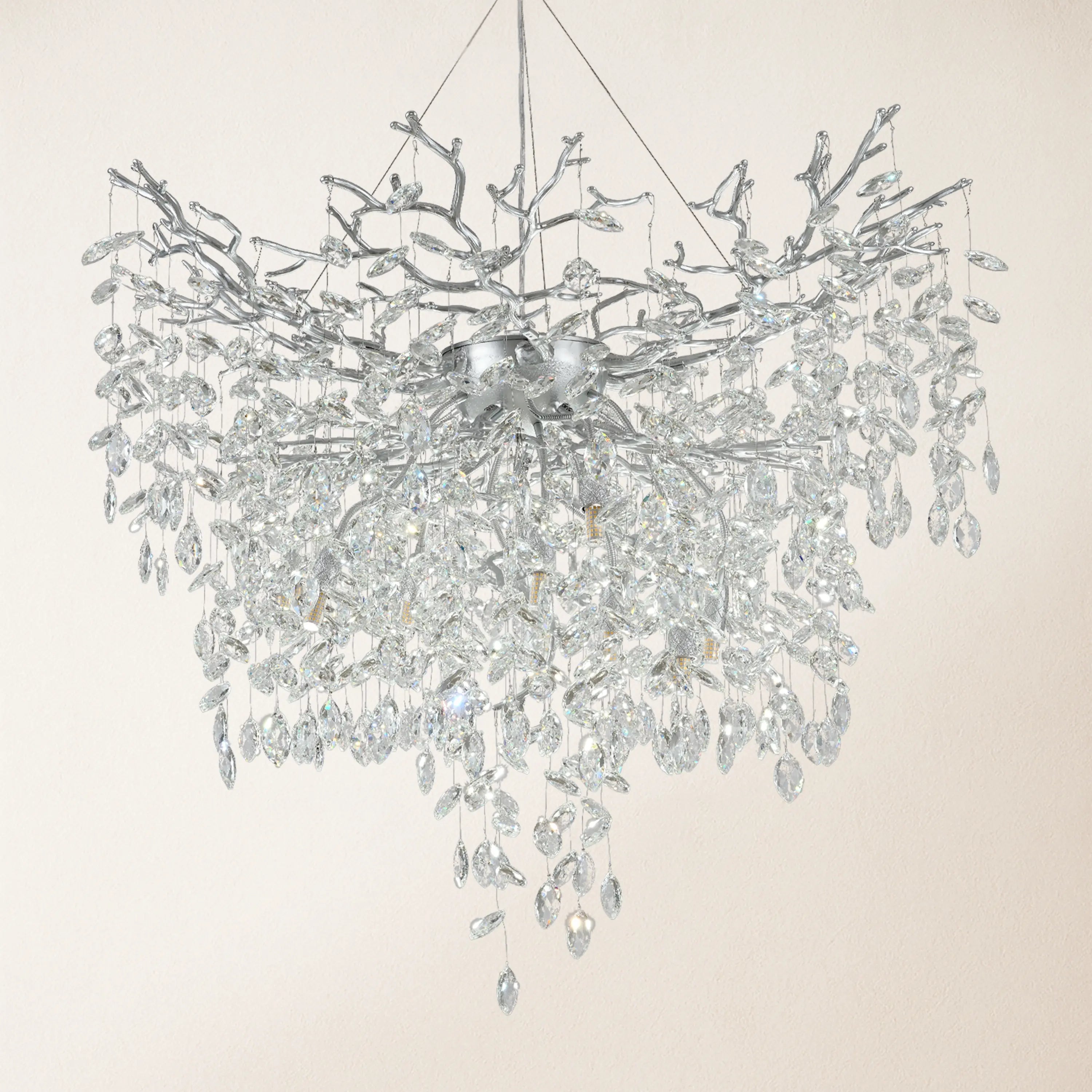 Frostleaf Crystal Grand Cascade Branches Chandelier 40"D