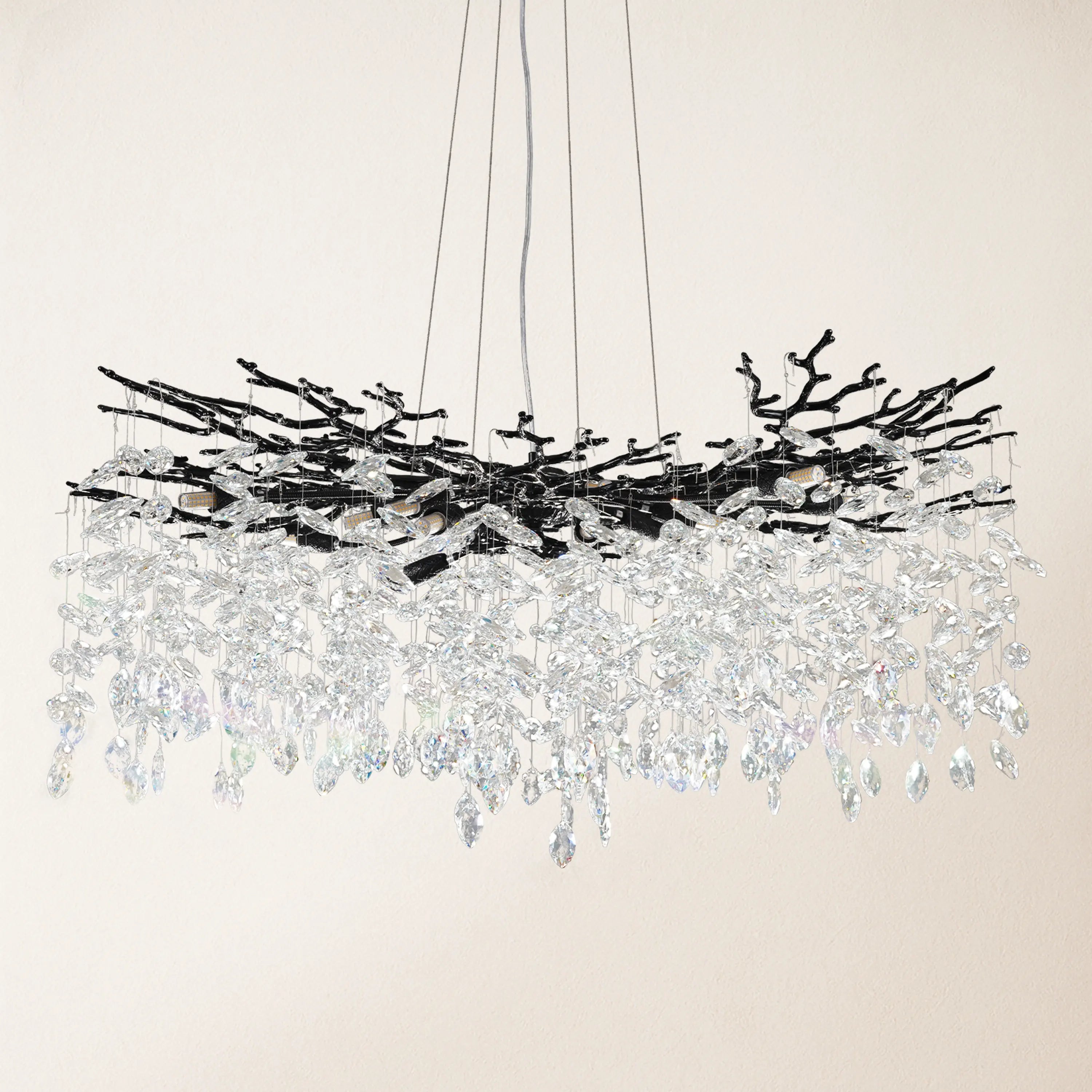 Frostleaf Crystal Cascade Branch Round Chandelier 102cm