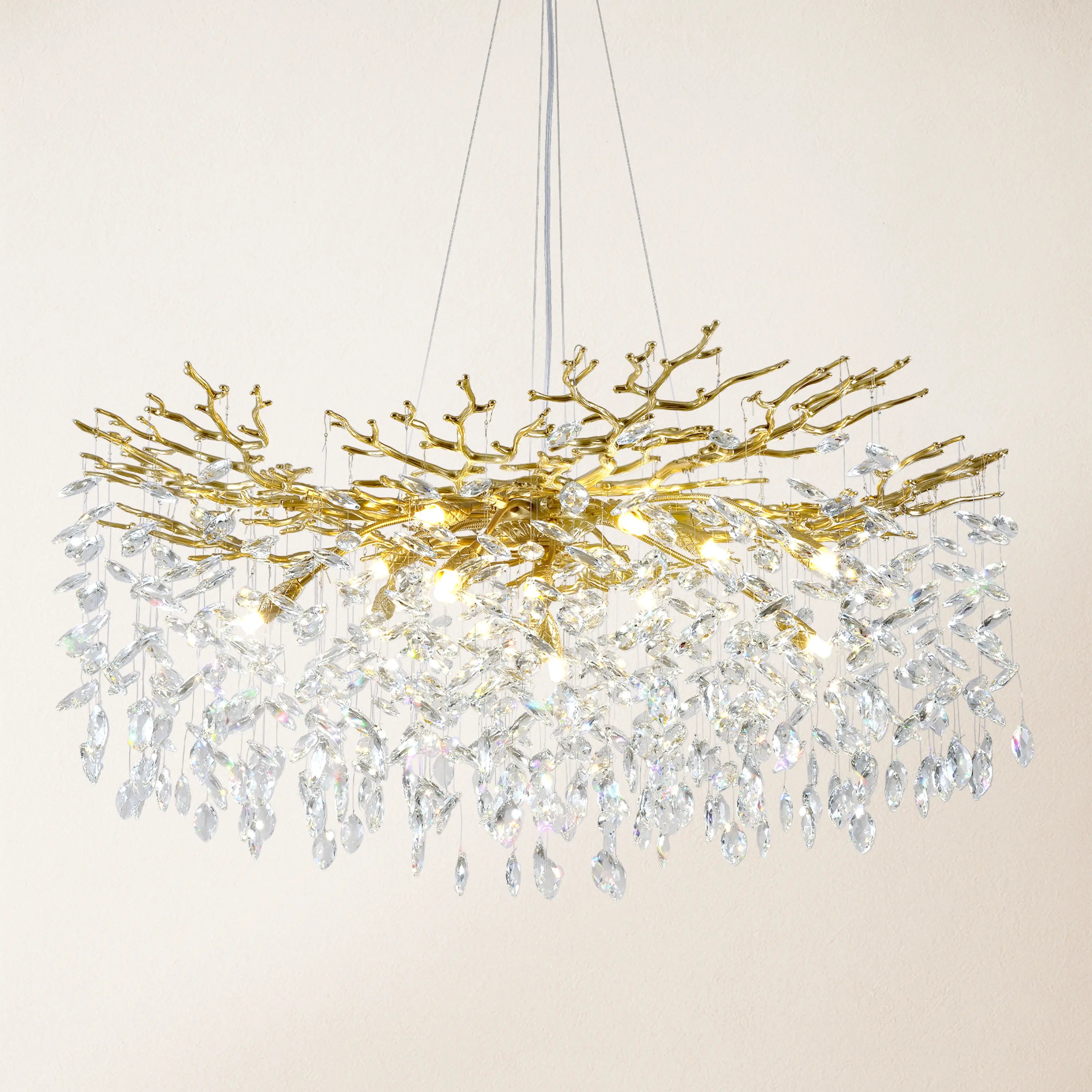 Frostleaf Crystal Cascade Branch Round Chandelier 102cm