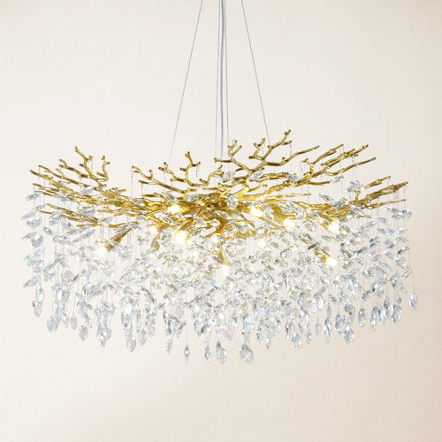 Frostleaf Crystal Cascade Branch Round Chandelier 102cm