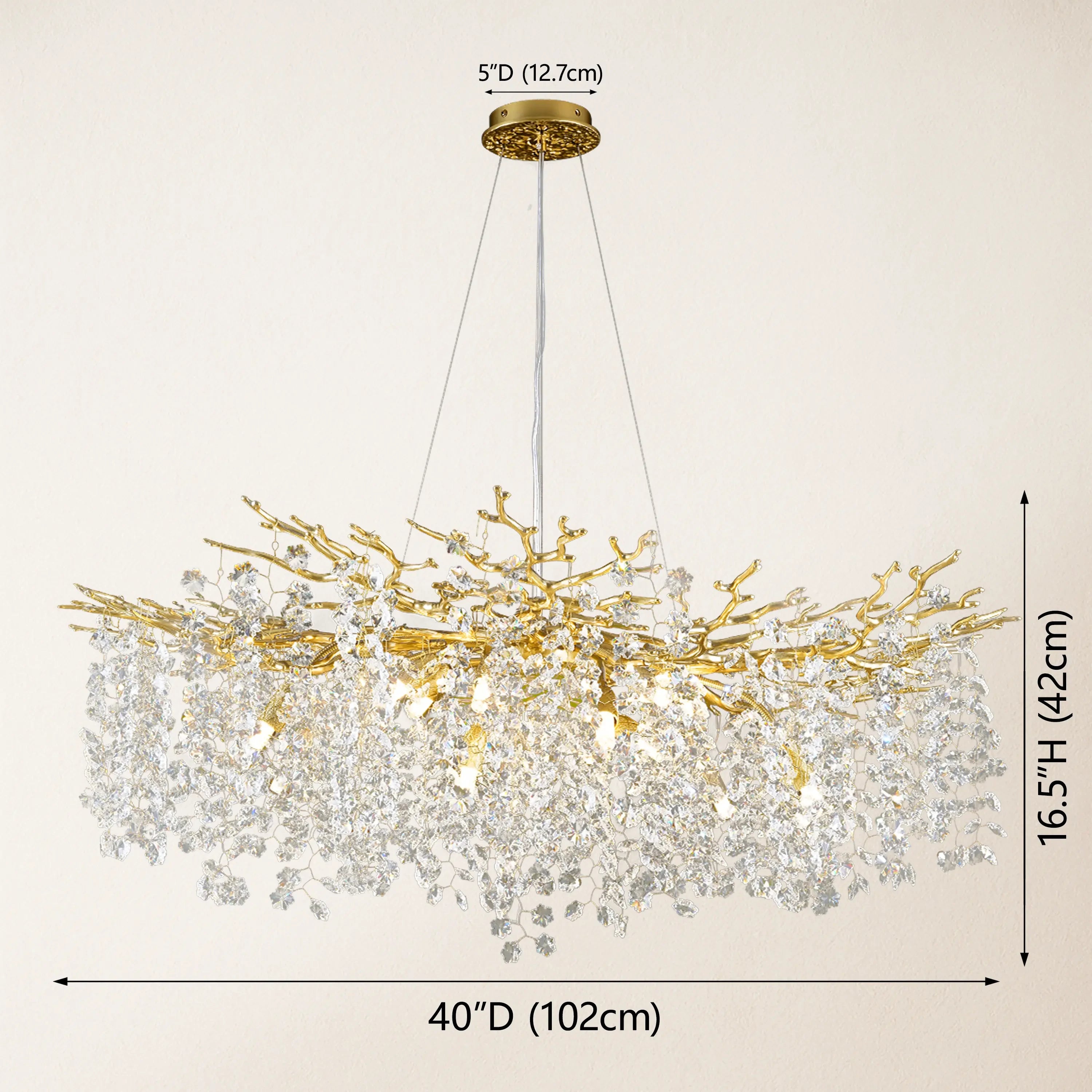Lustre Branches Crystal Round Chandelier for All Rooms 102cm