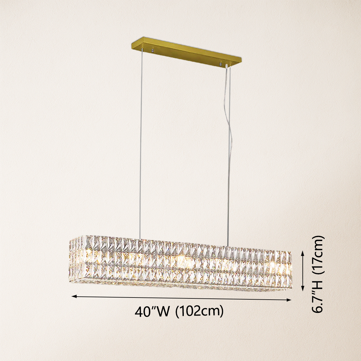 Mia Rectangular Crystal Chandelier 101 cm W