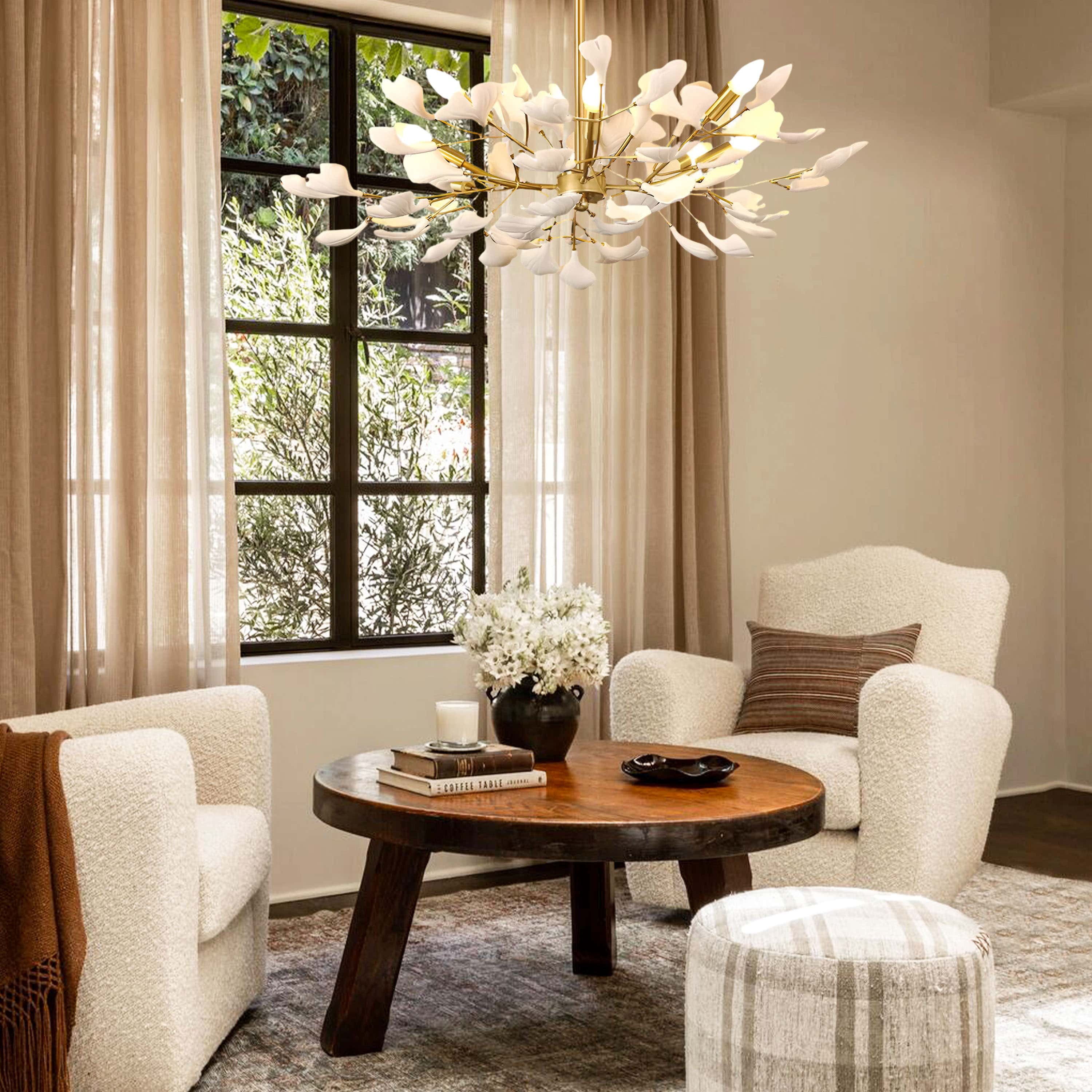 Twilight Branches Ceramic Ginkgo Chandelier 105 cm D