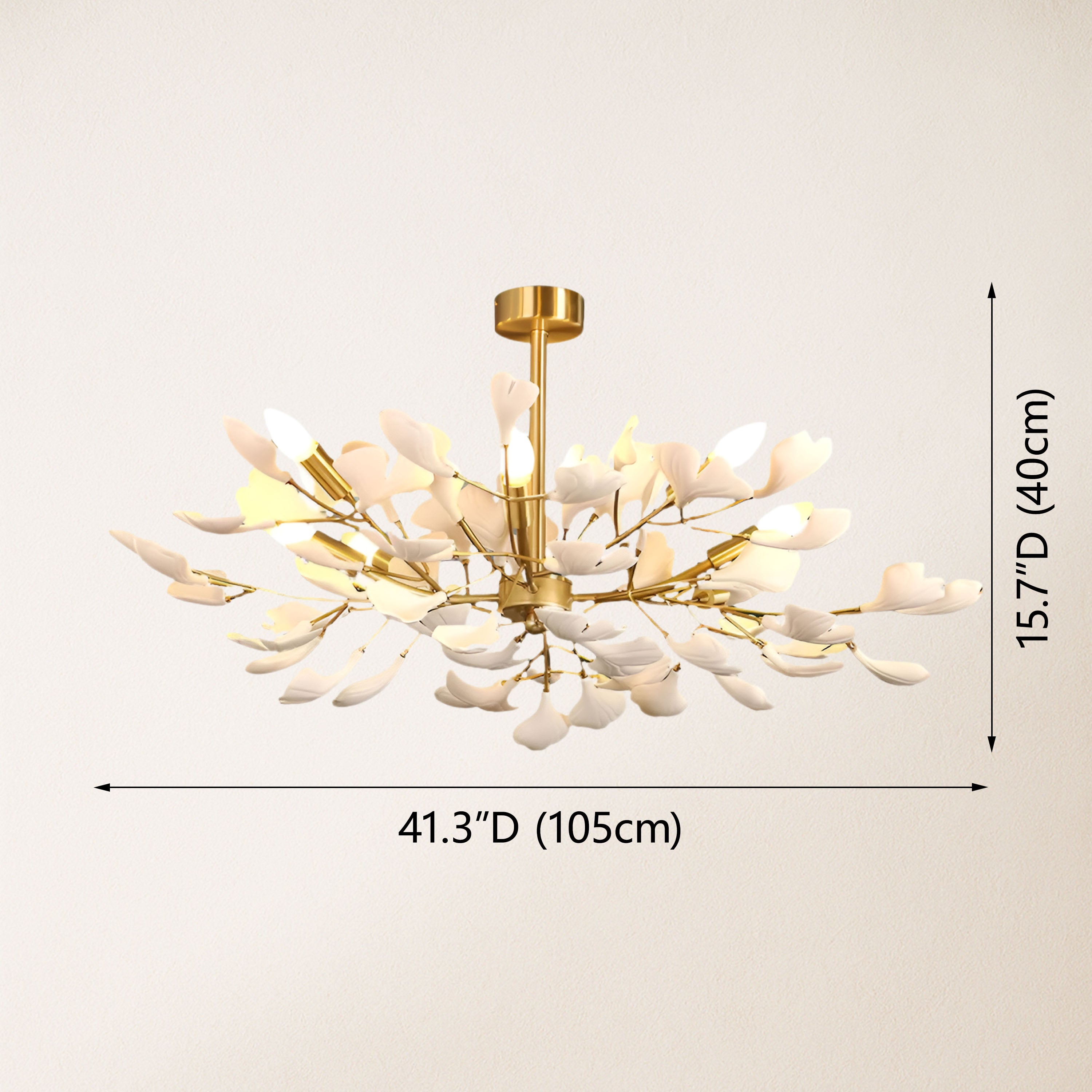 Twilight Branches Ceramic Ginkgo Chandelier 105 cm D