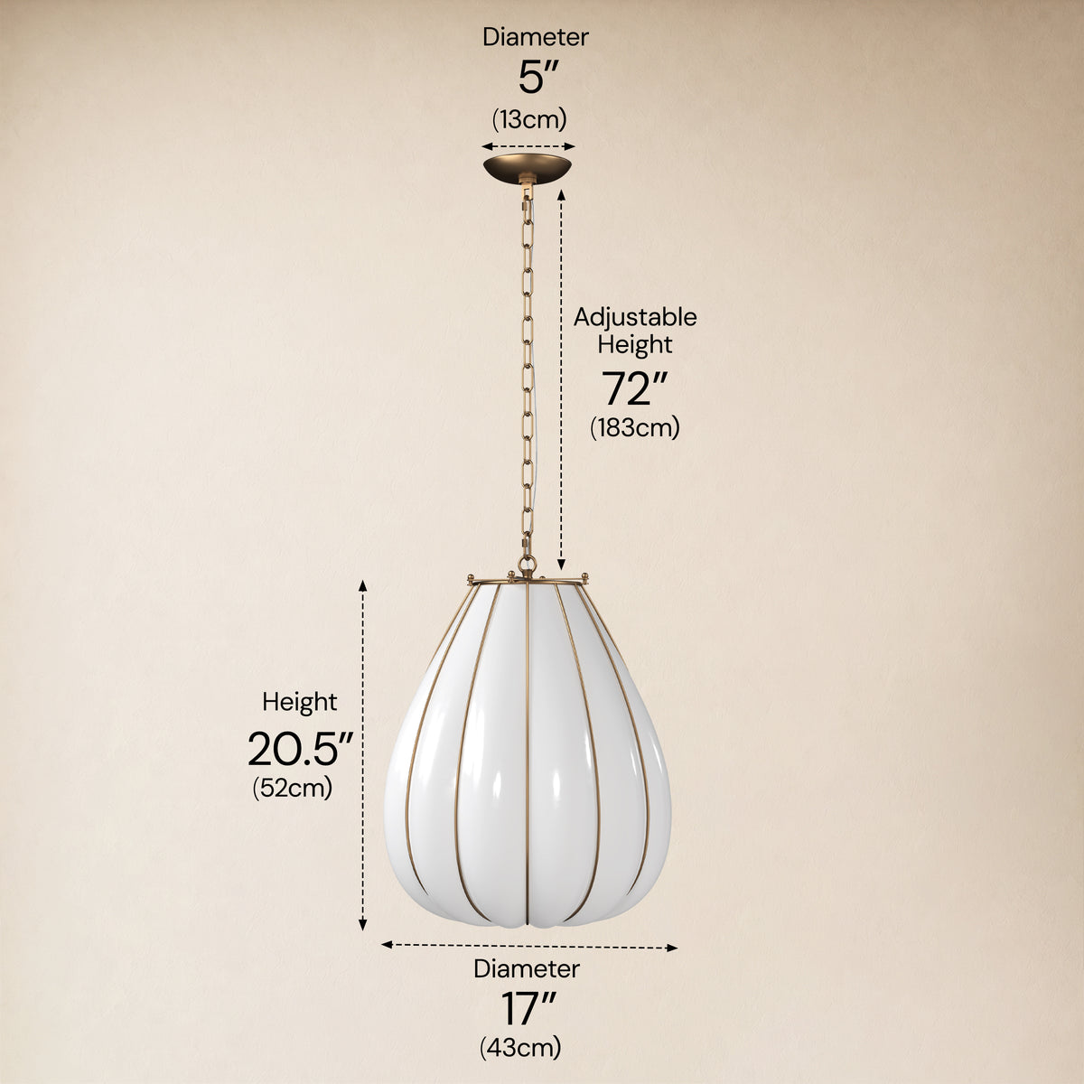 Caelvori Glass Ribbed Lantern Pendant 13" 17"D