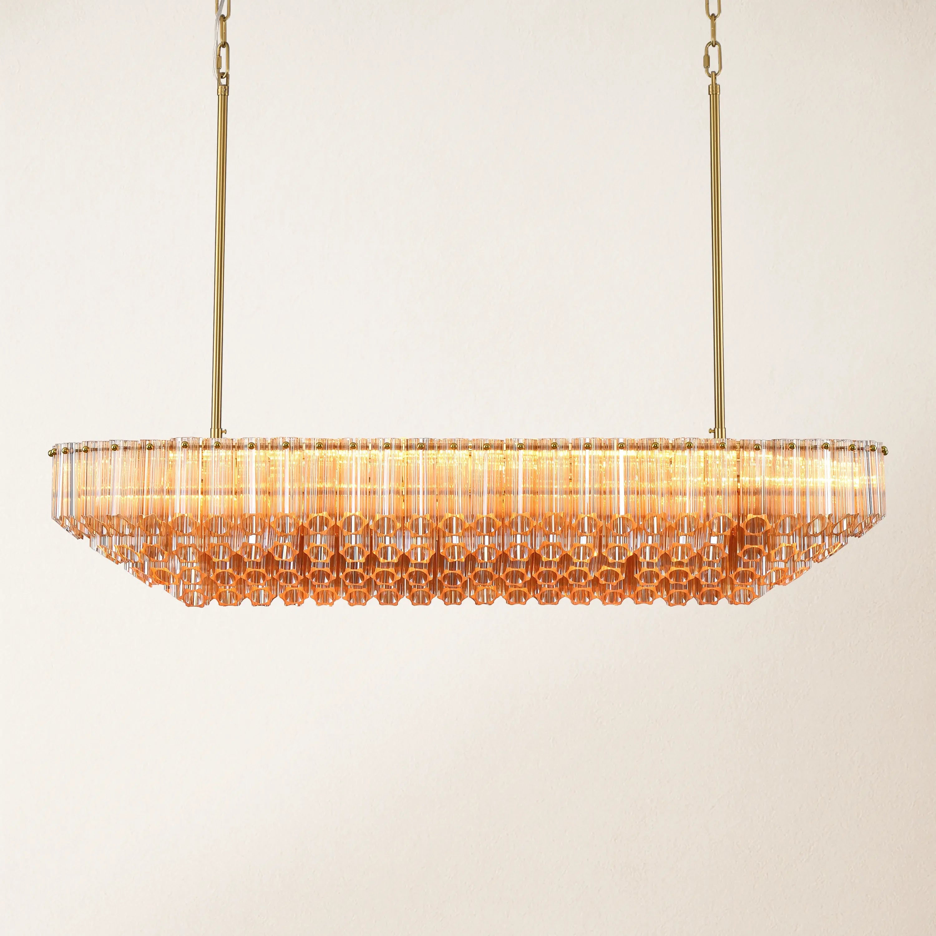 Ethereal Radiance Crystal Clear/Amber Rectangular Chandelier 109cm L