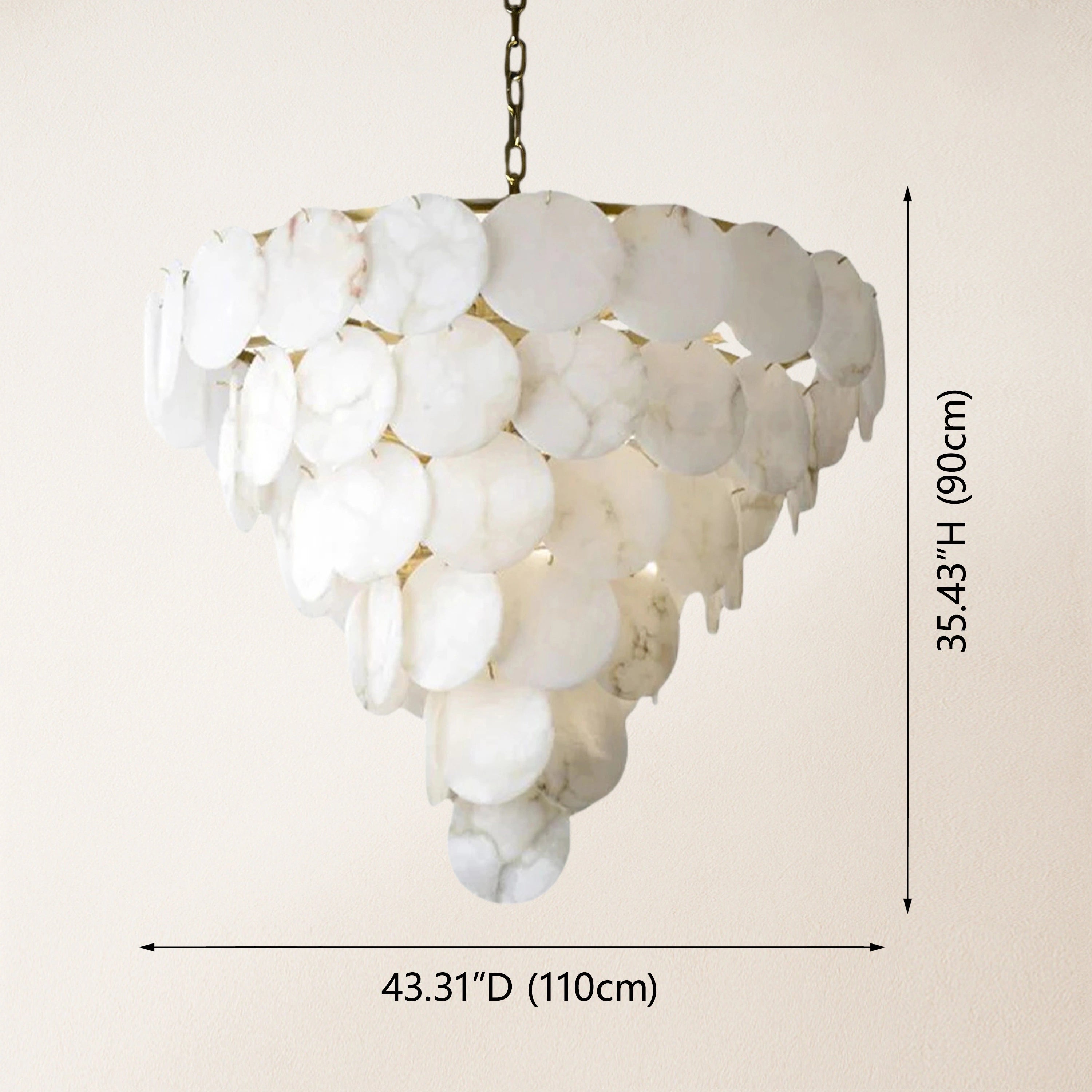 Egwent Alabaster Dish Magnolia Multi-Tiered Round Chandelier 90cm H