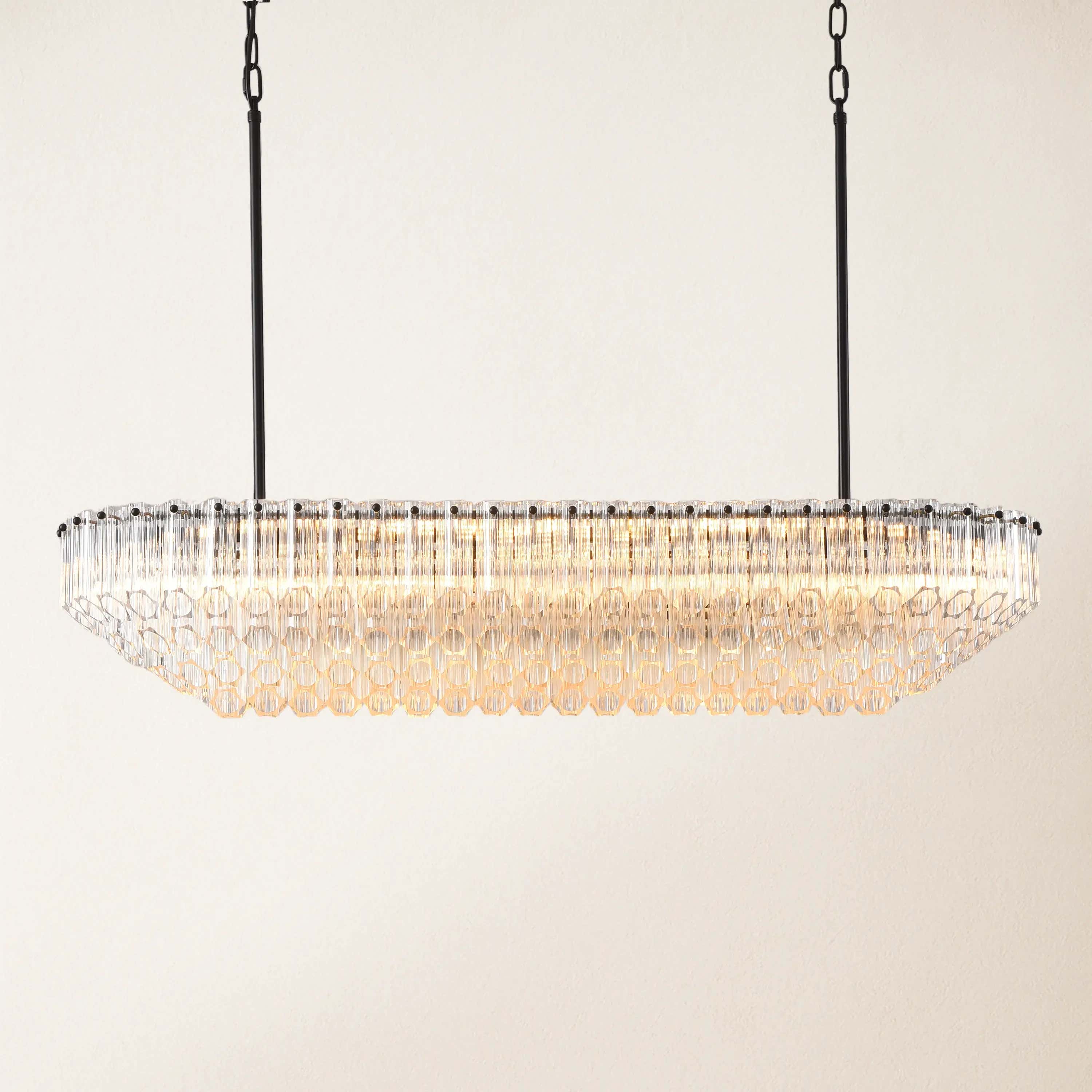 Ethereal Radiance Crystal Clear/Amber Rectangular Chandelier 109cm L