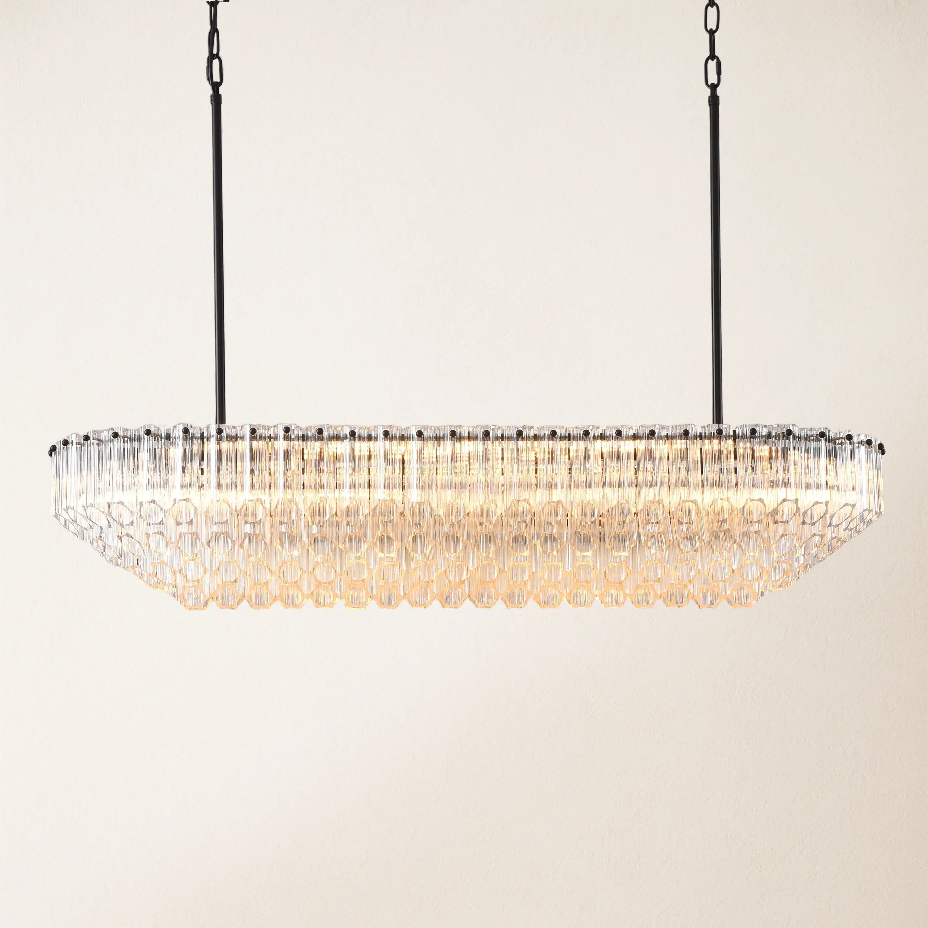 Ethereal Radiance Crystal Clear/Amber Rectangular Chandelier 109cm L