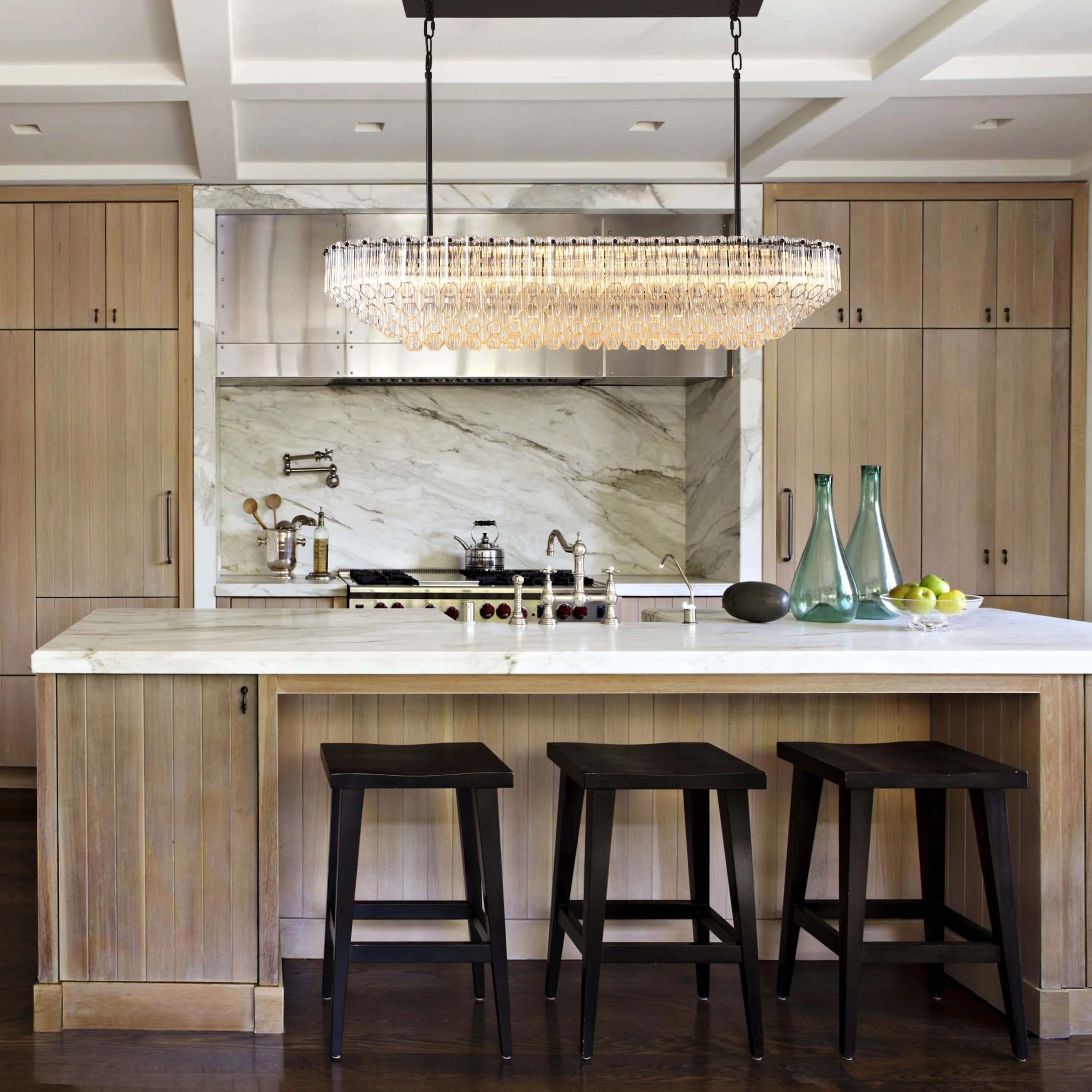 Ethereal Radiance Crystal Clear/Amber Rectangular Chandelier 109cm L