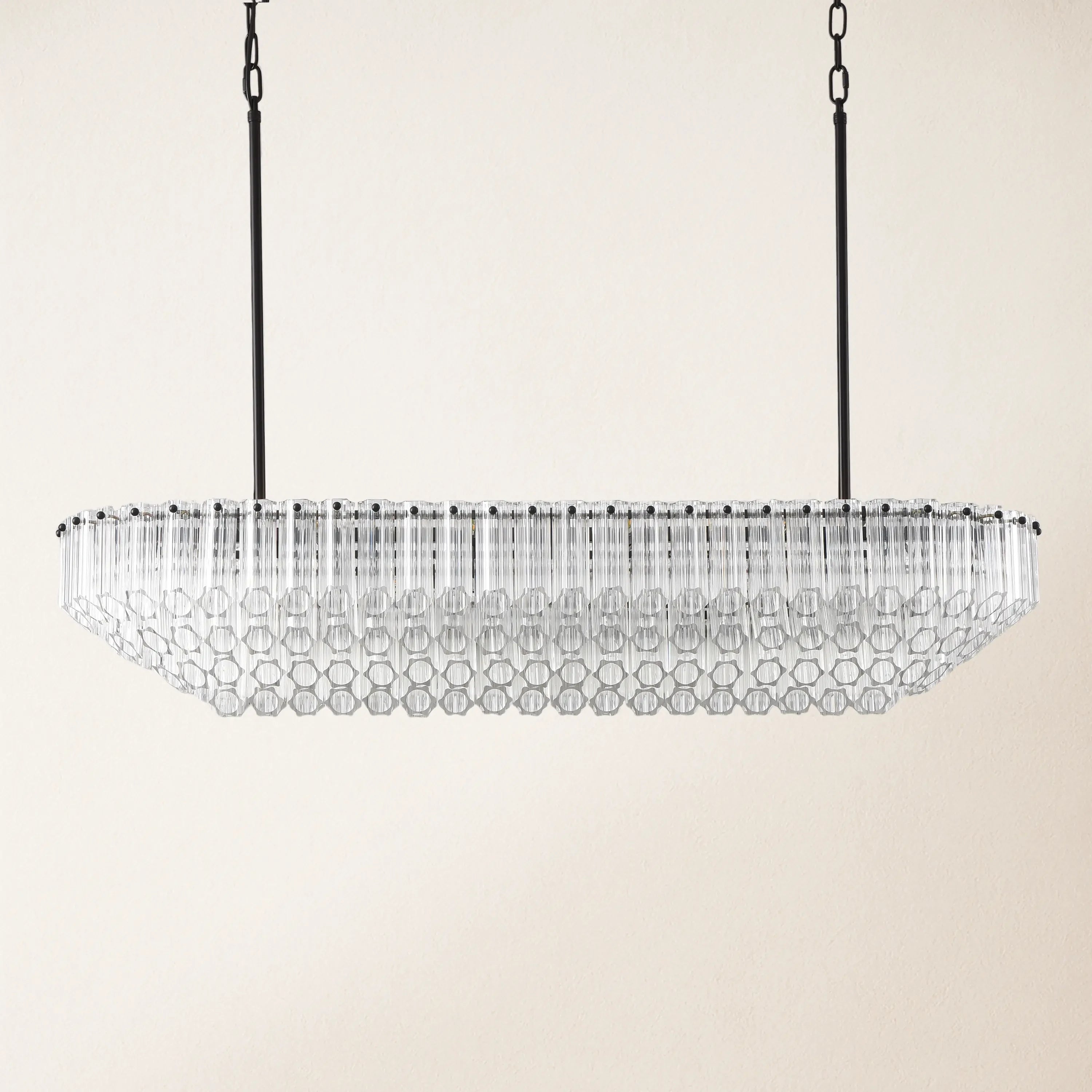 Ethereal Radiance Crystal Clear/Amber Rectangular Chandelier 109cm L