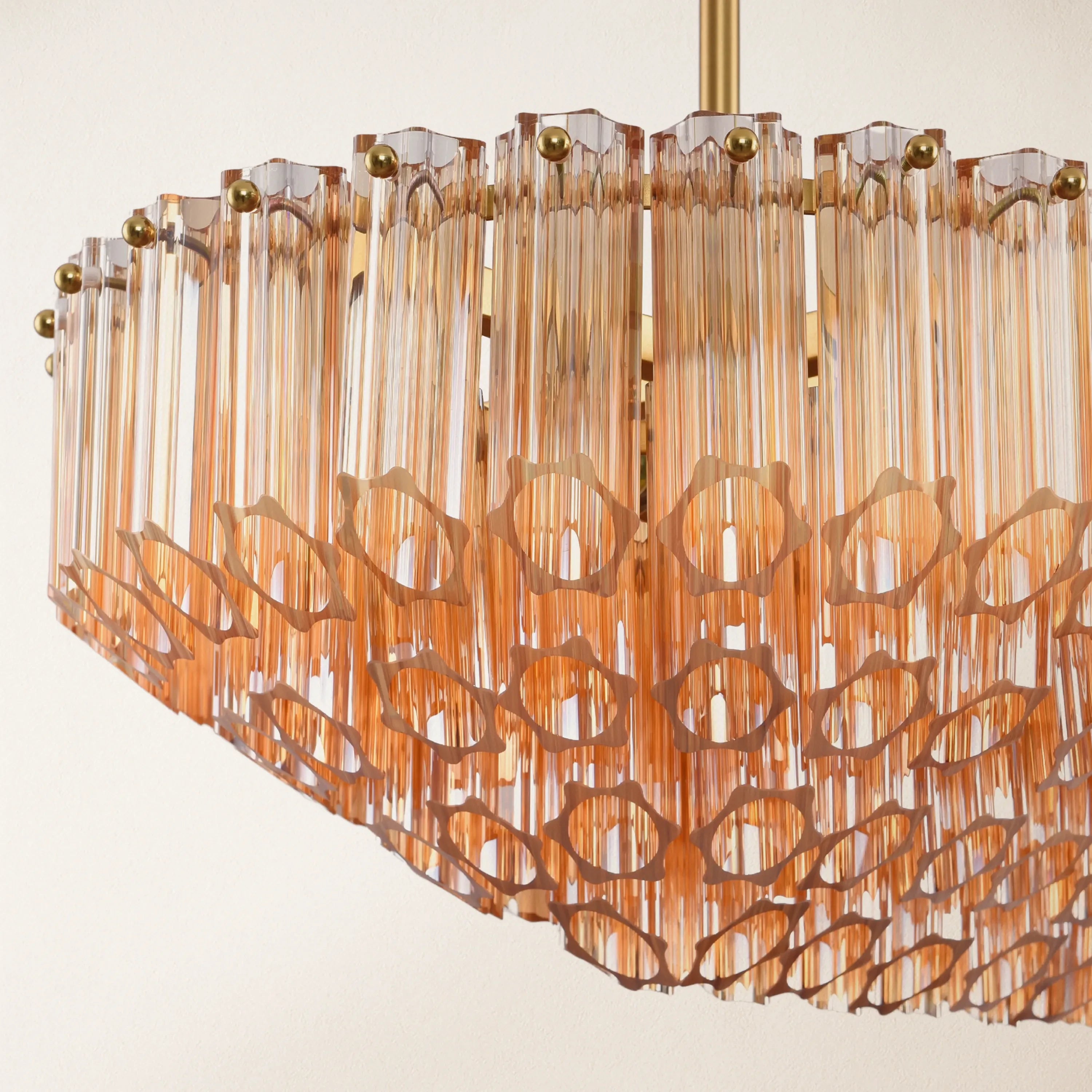 Ethereal Radiance Crystal Clear/Amber Rectangular Chandelier 109cm L