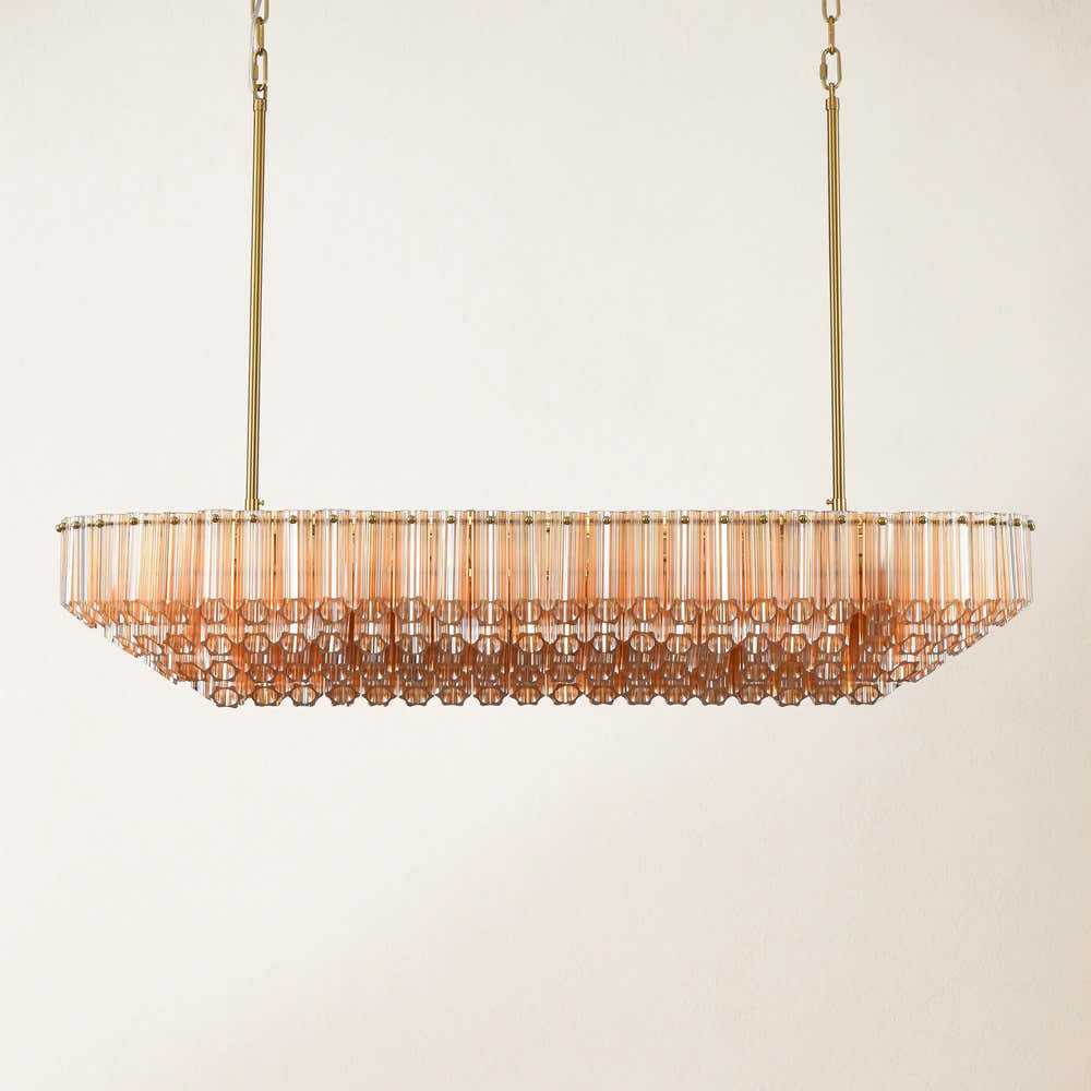 Ethereal Radiance Crystal Clear/Amber Rectangular Chandelier 109cm L